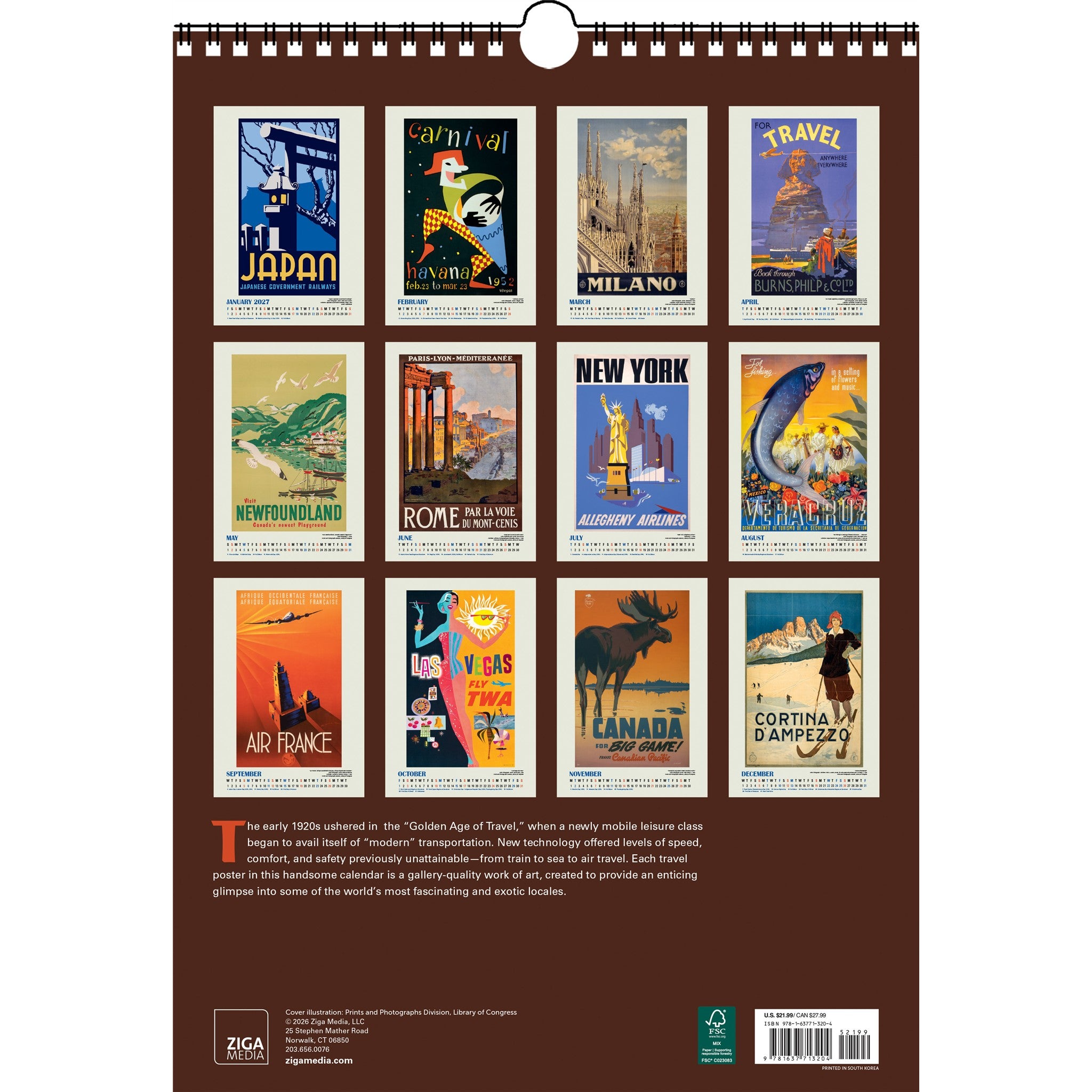 Travel the World 2027 Poster Calendar