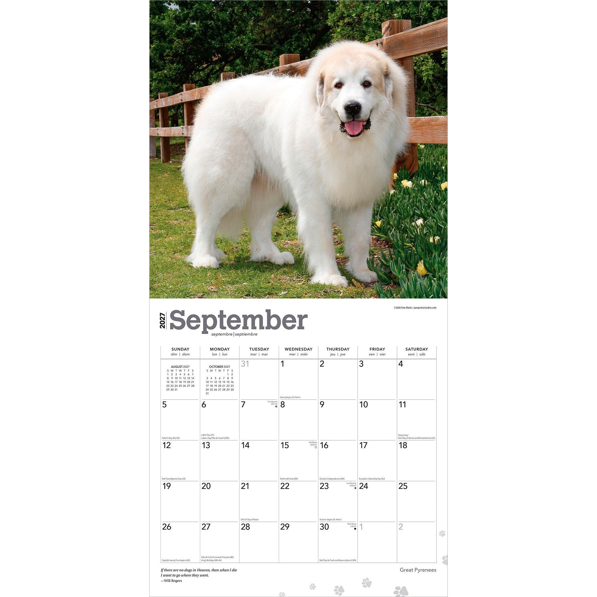 Great Pyrenees 2027 Wall Calendar