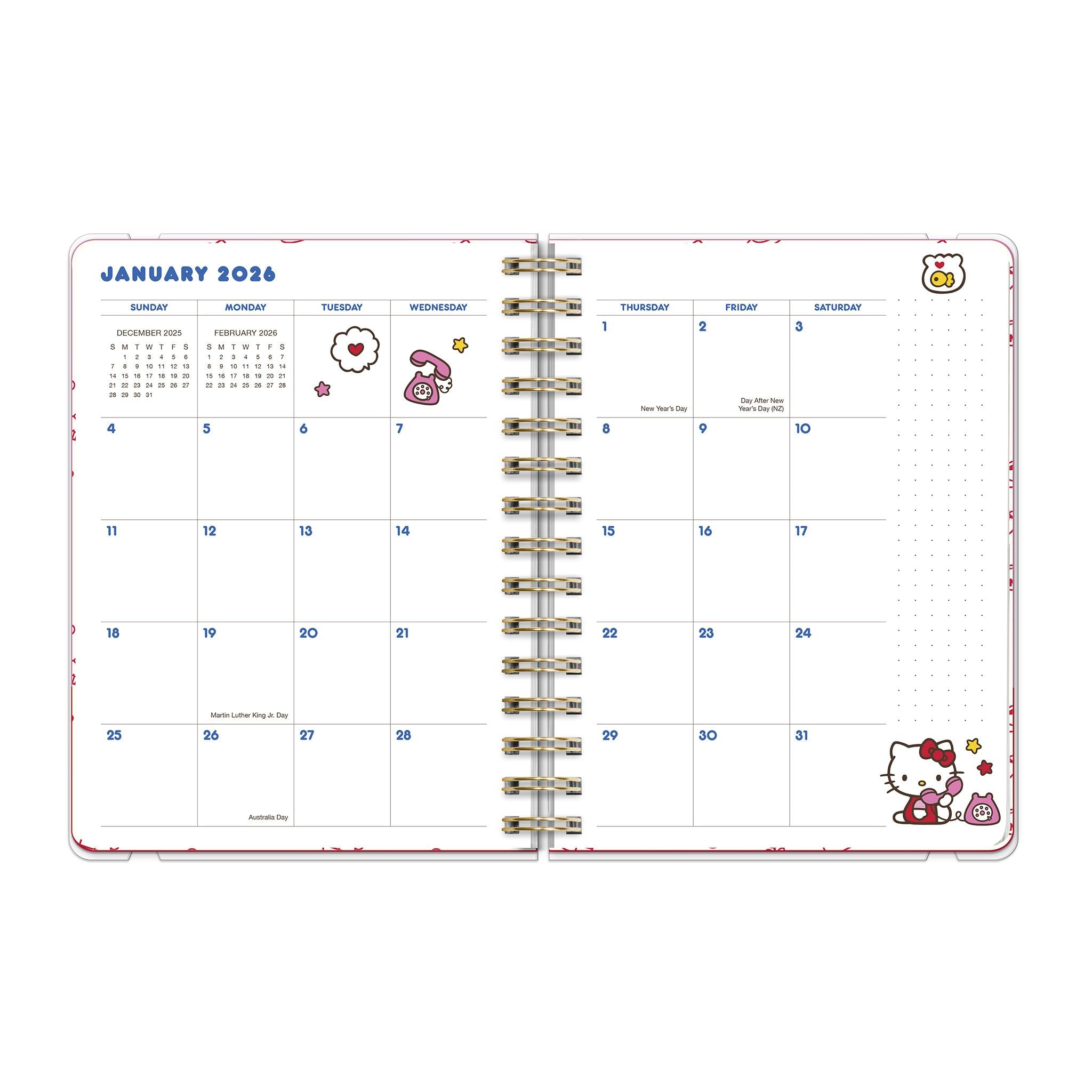 Hello Kitty Playful Pink Deluxe 2025-2026 Planner Calendar