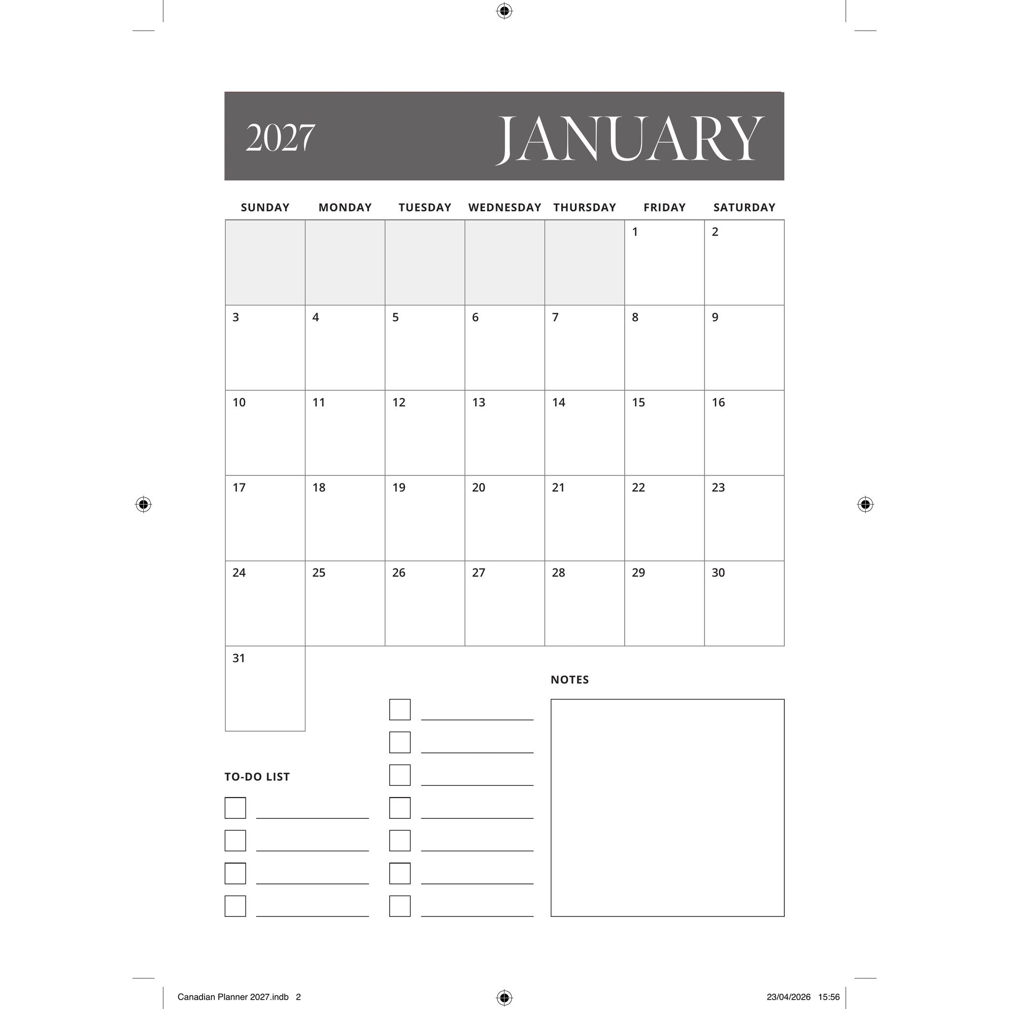 The Canadian Planner 2027 Engagement Calendar