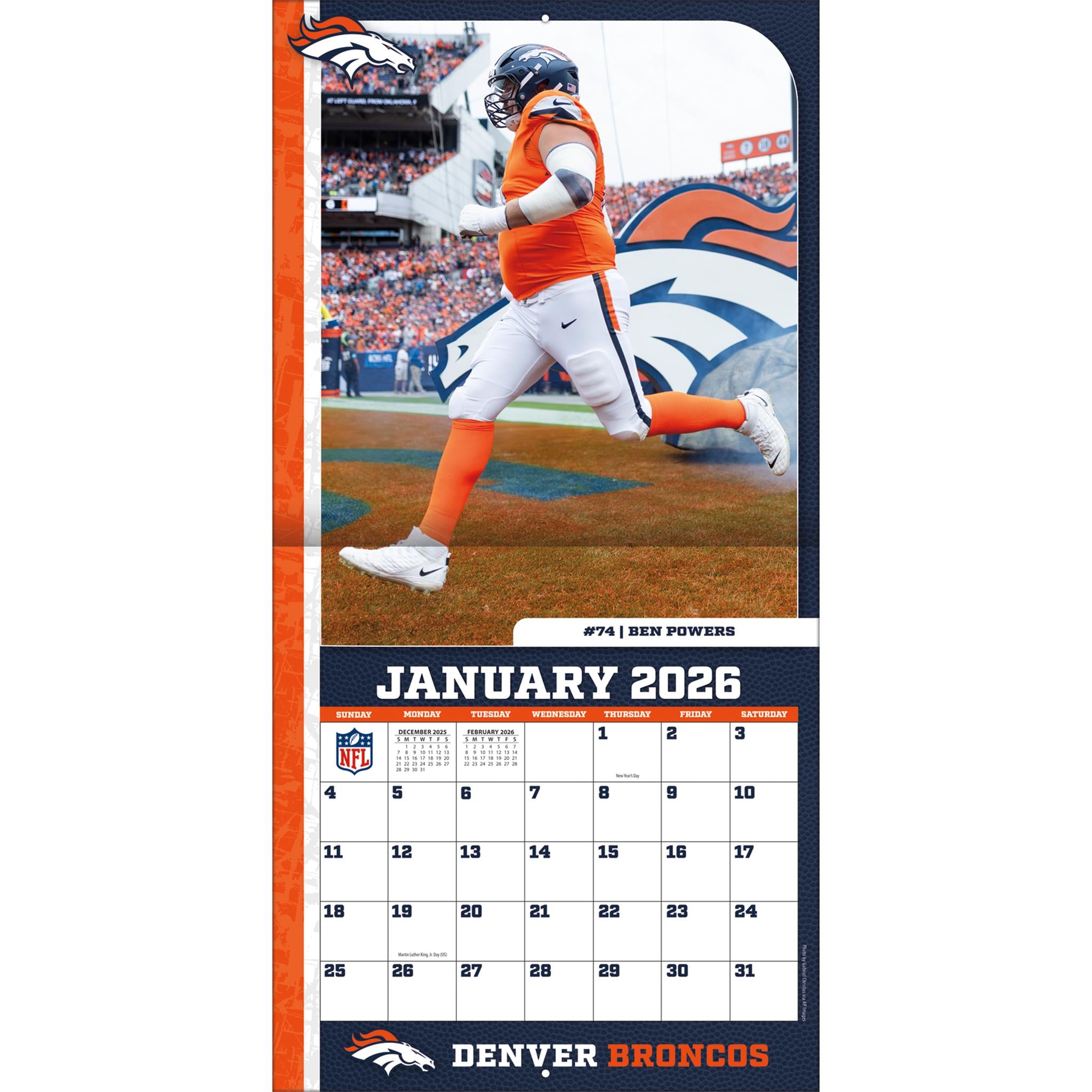 NFL Denver Broncos 2026 Wall Calendar - Online Only