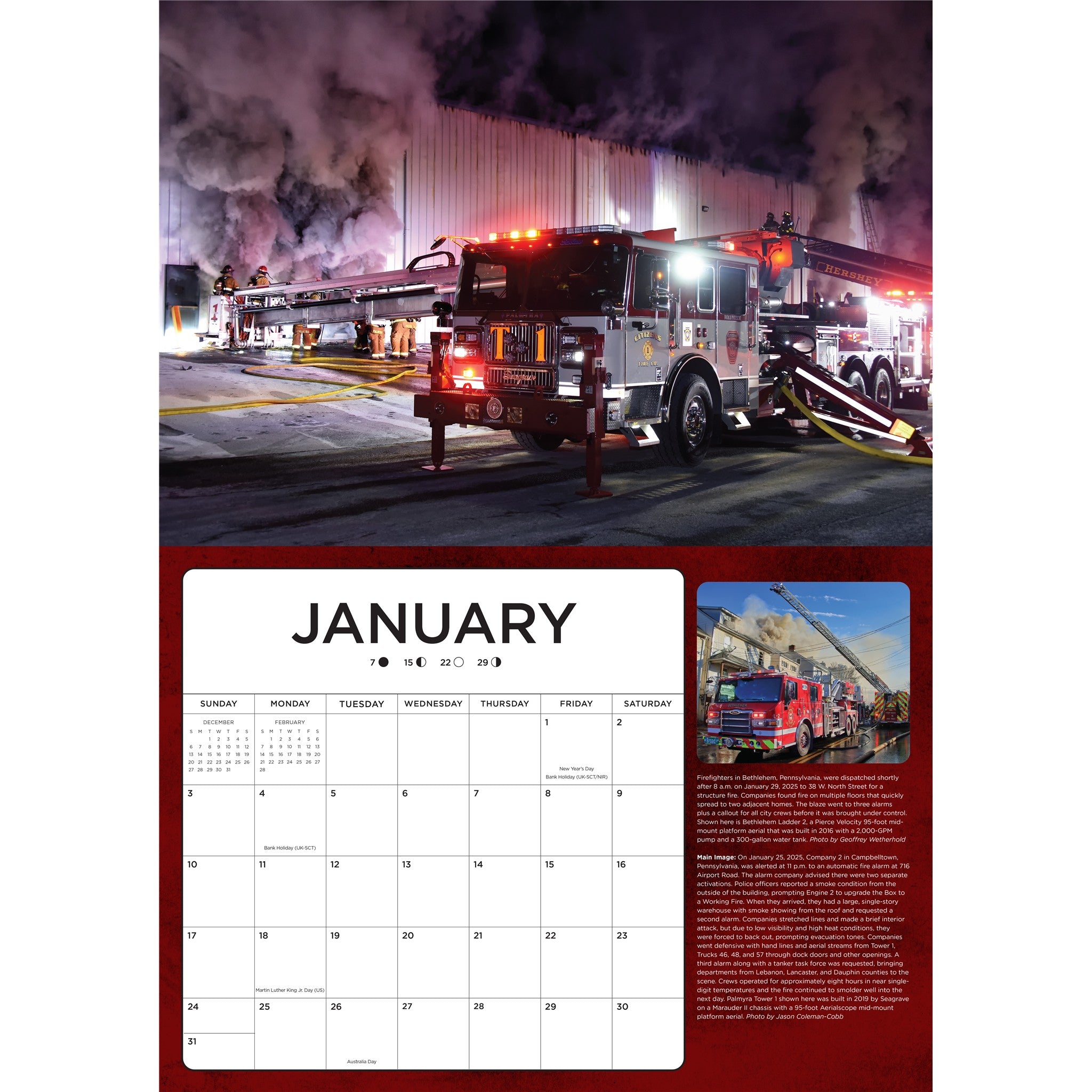 Fire Trucks in Action 2027 Wall Calendar