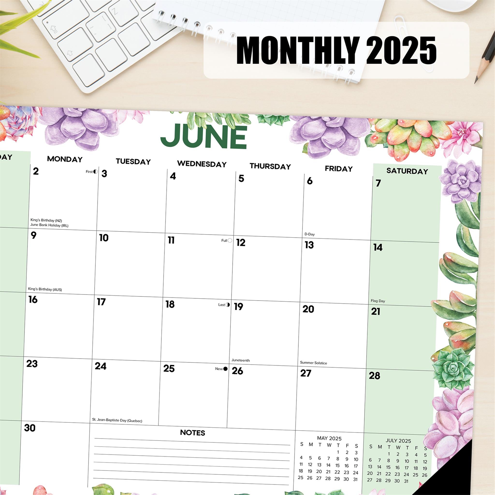 Succulents Small Desk Pad 2025 Calendar product image | Calendar Club Canada