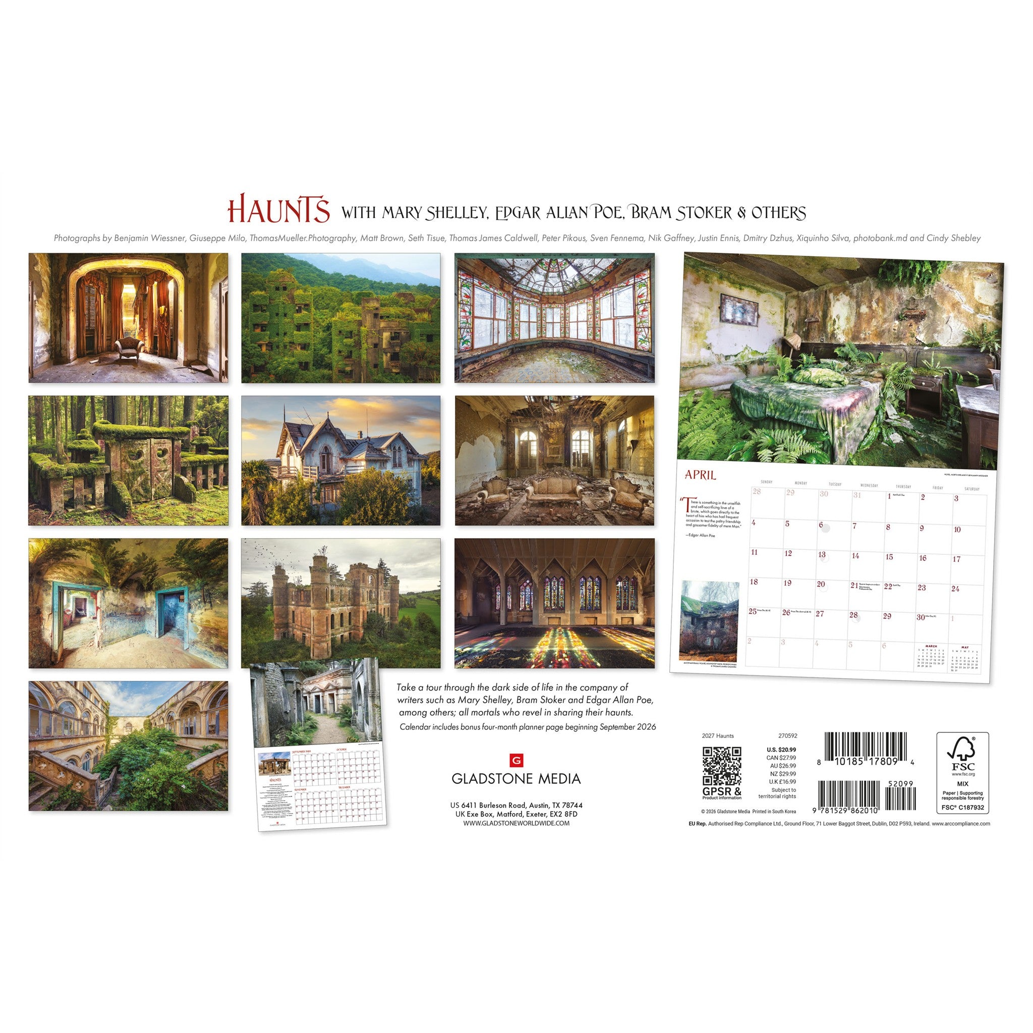Haunts 2027 Oversized Wall Calendar