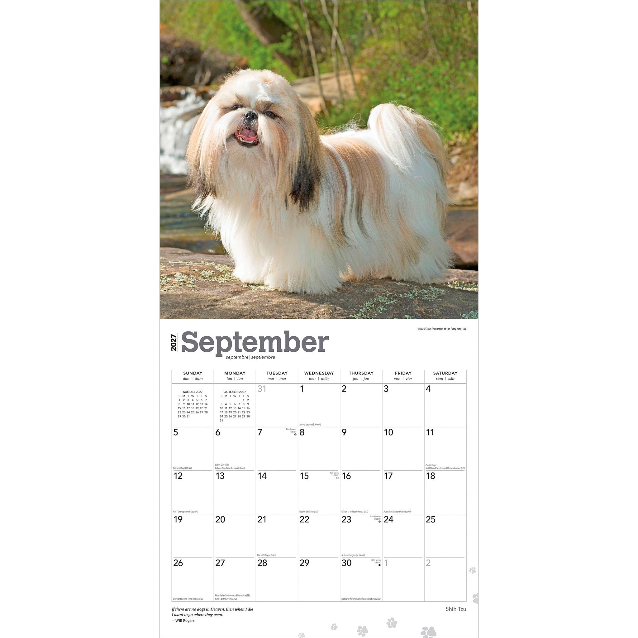 Shih Tzu 2027 Wall Calendar