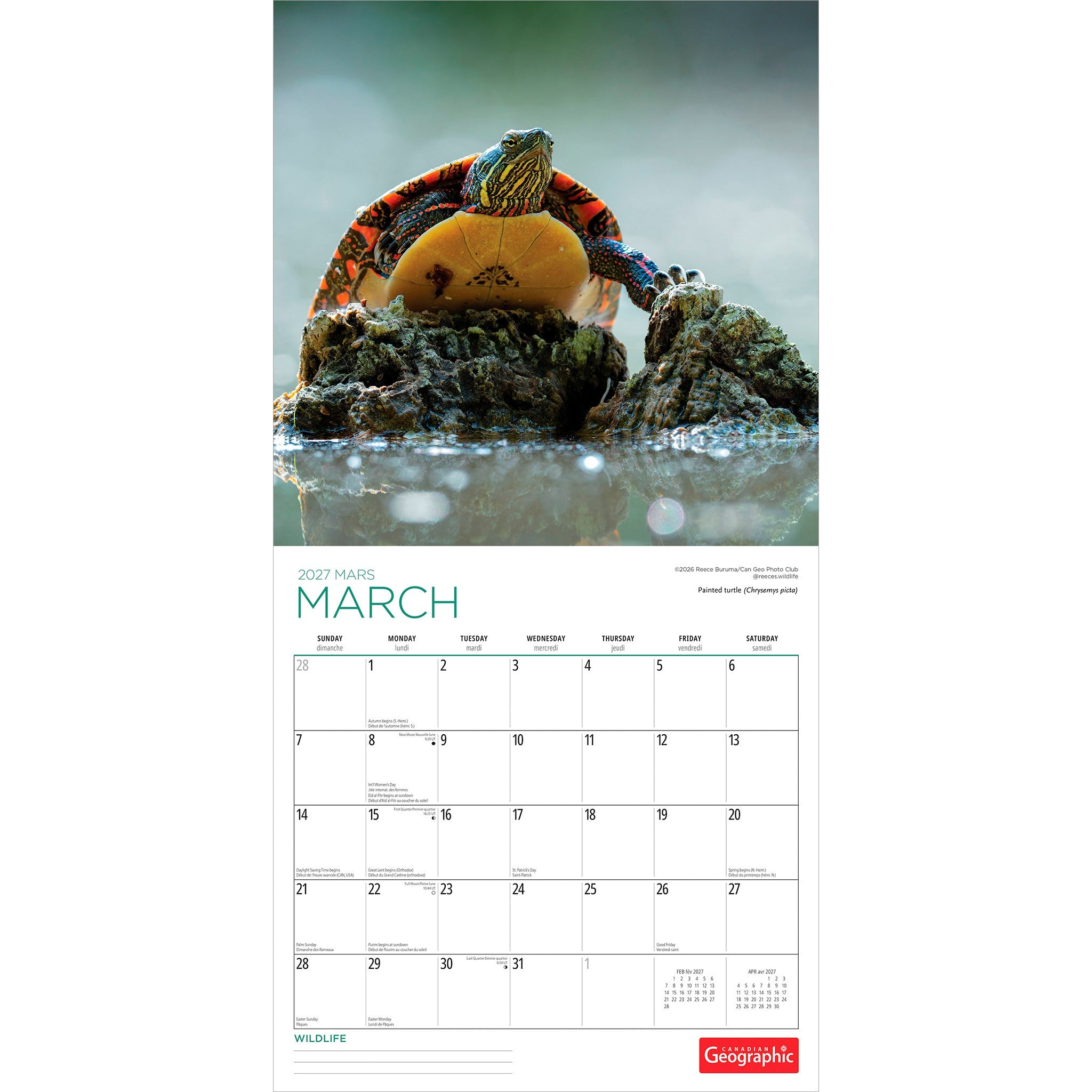 Canadian Geographic Wildlife 2027 Wall Calendar