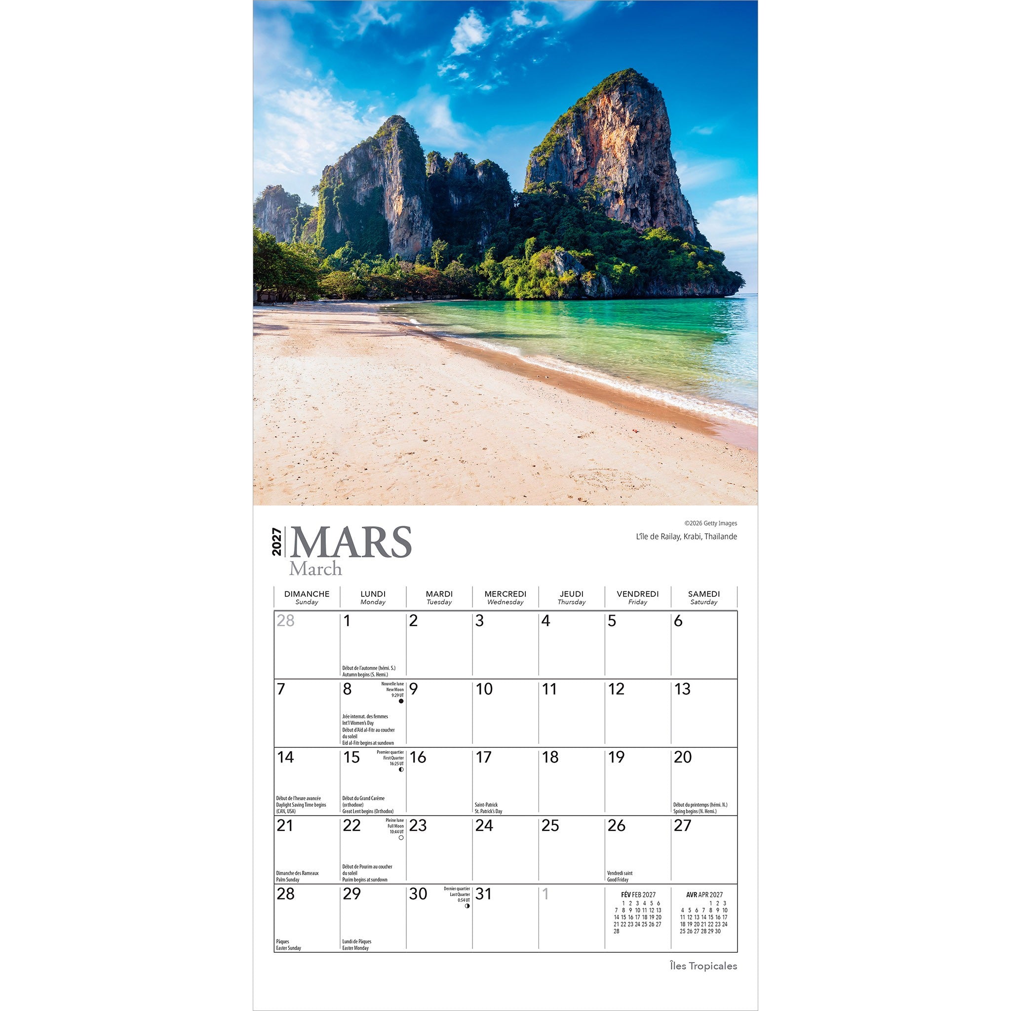 Iles Tropicales 2027 Mini Calendar (French)