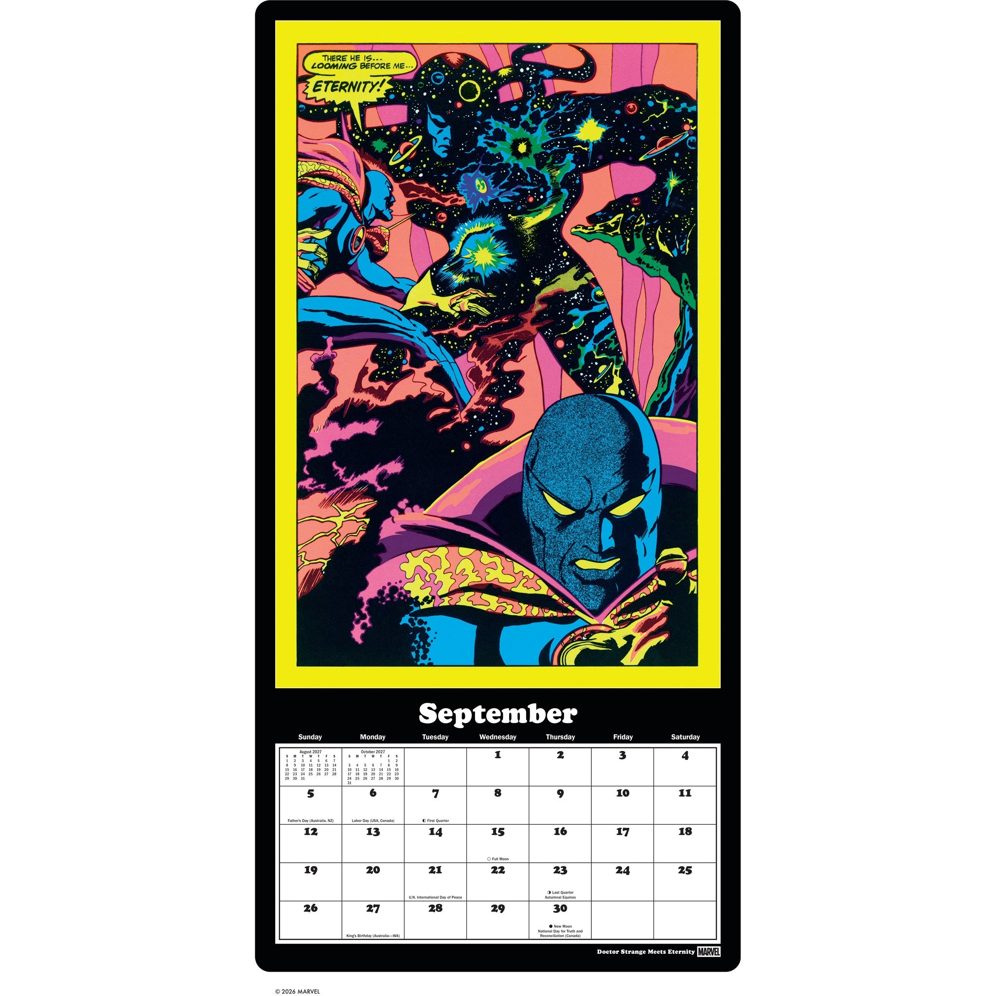 Marvel Classic Black Light Posters 2027 Wall Calendar