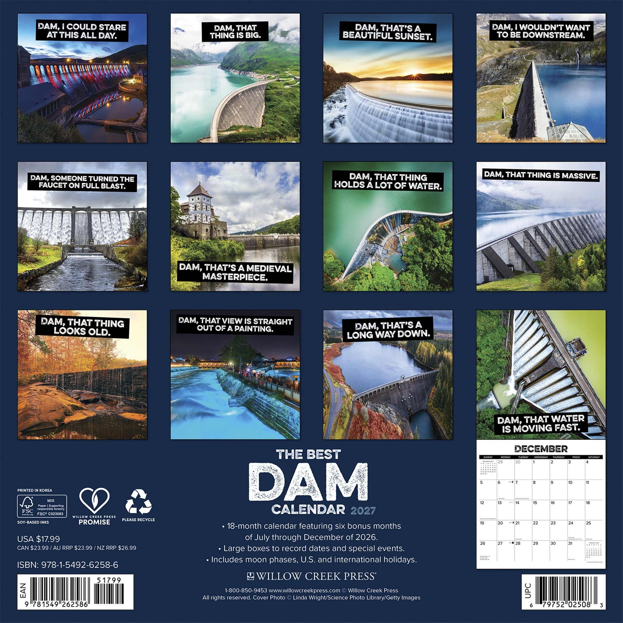 The Best Dam Calendar 2027 Wall Calendar - Online Only