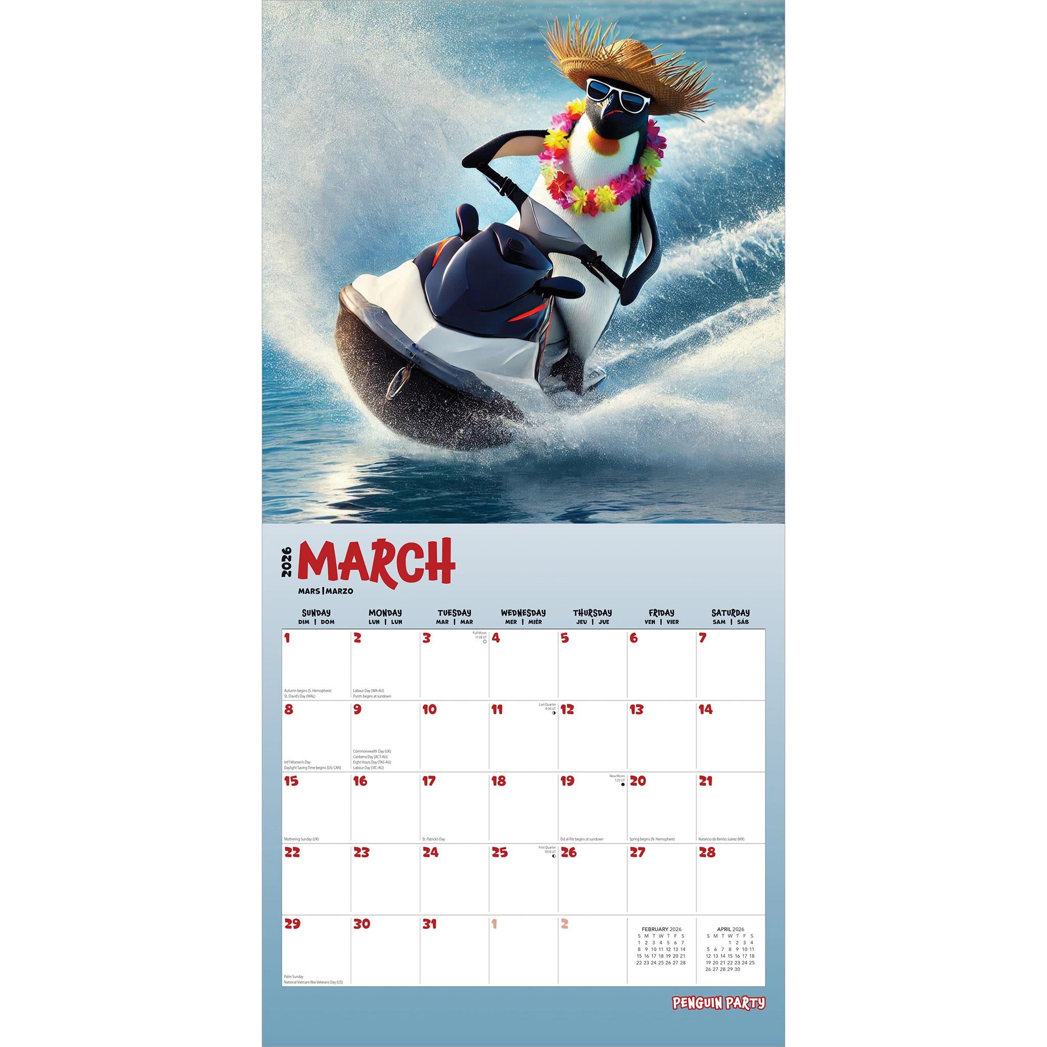 Penguin Party 2026 Wall Calendar