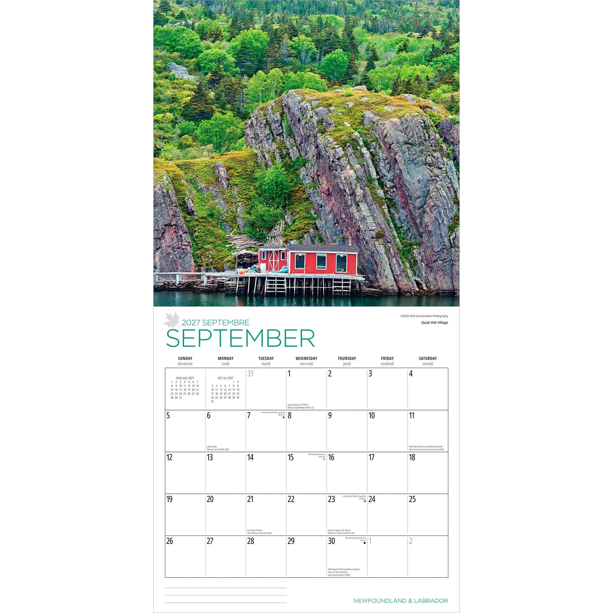 Newfoundland and Labrador 2027 Wall Calendar