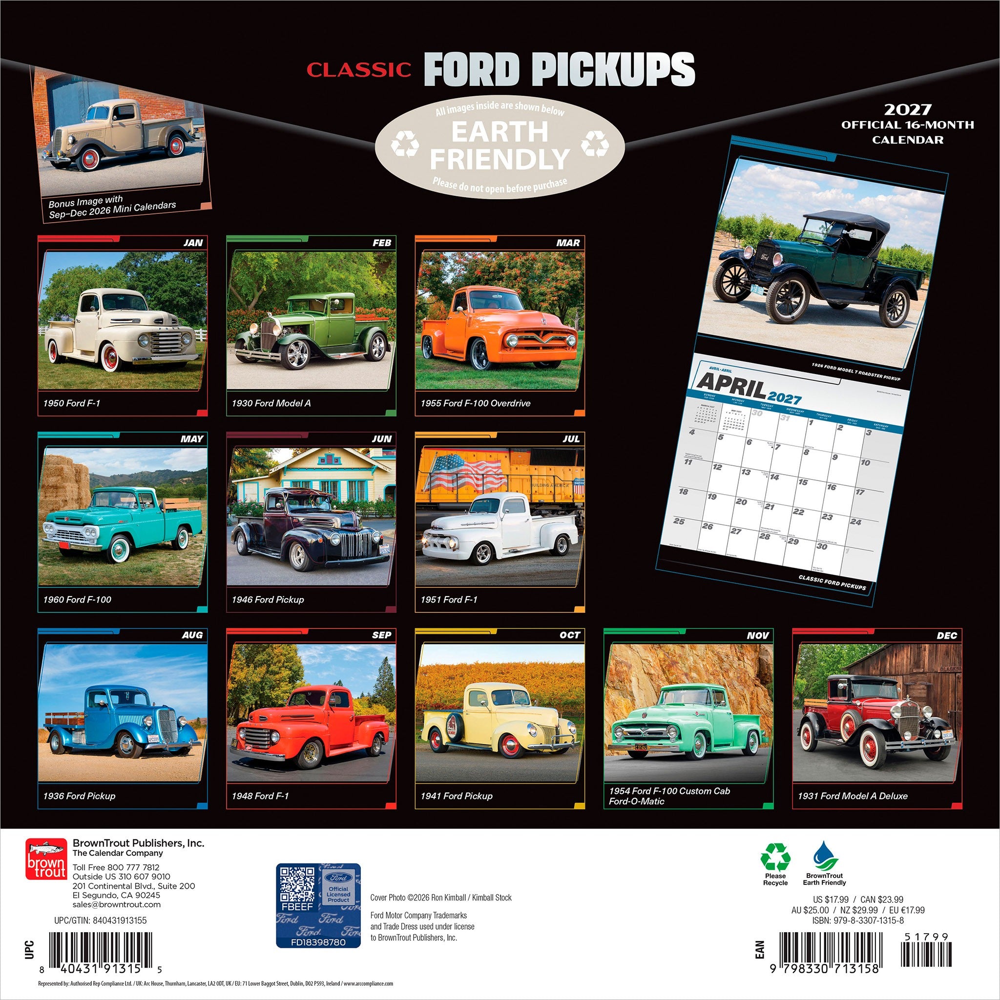 Ford Pickups Classic 2027 Wall Calendar