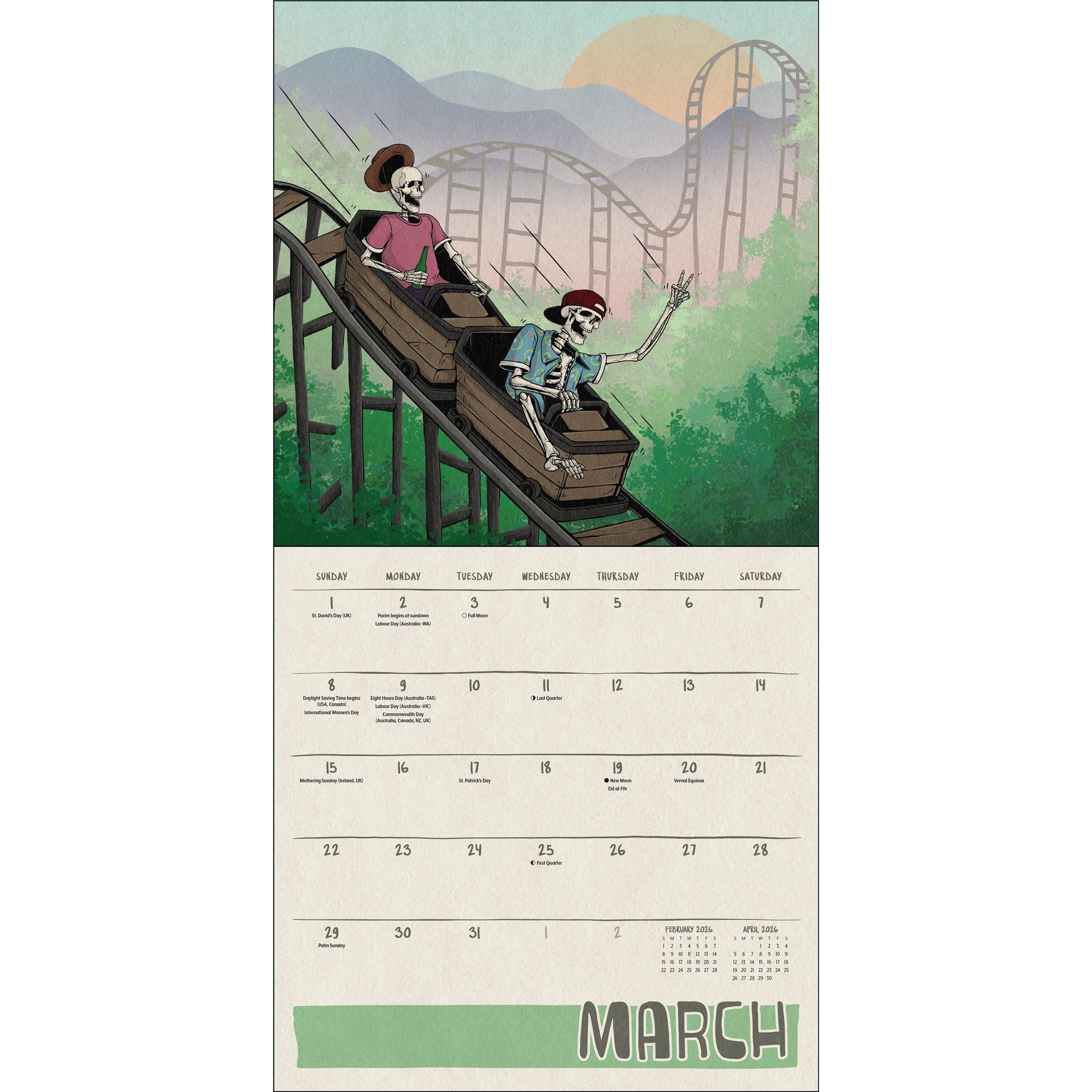 Death Takes A Holiday 2026 Wall Calendar