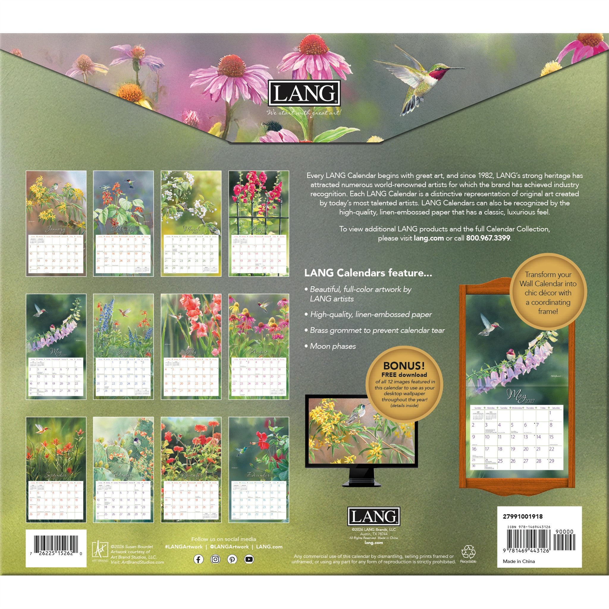 Hummingbirds 2027 Wall Calendar - Online Only