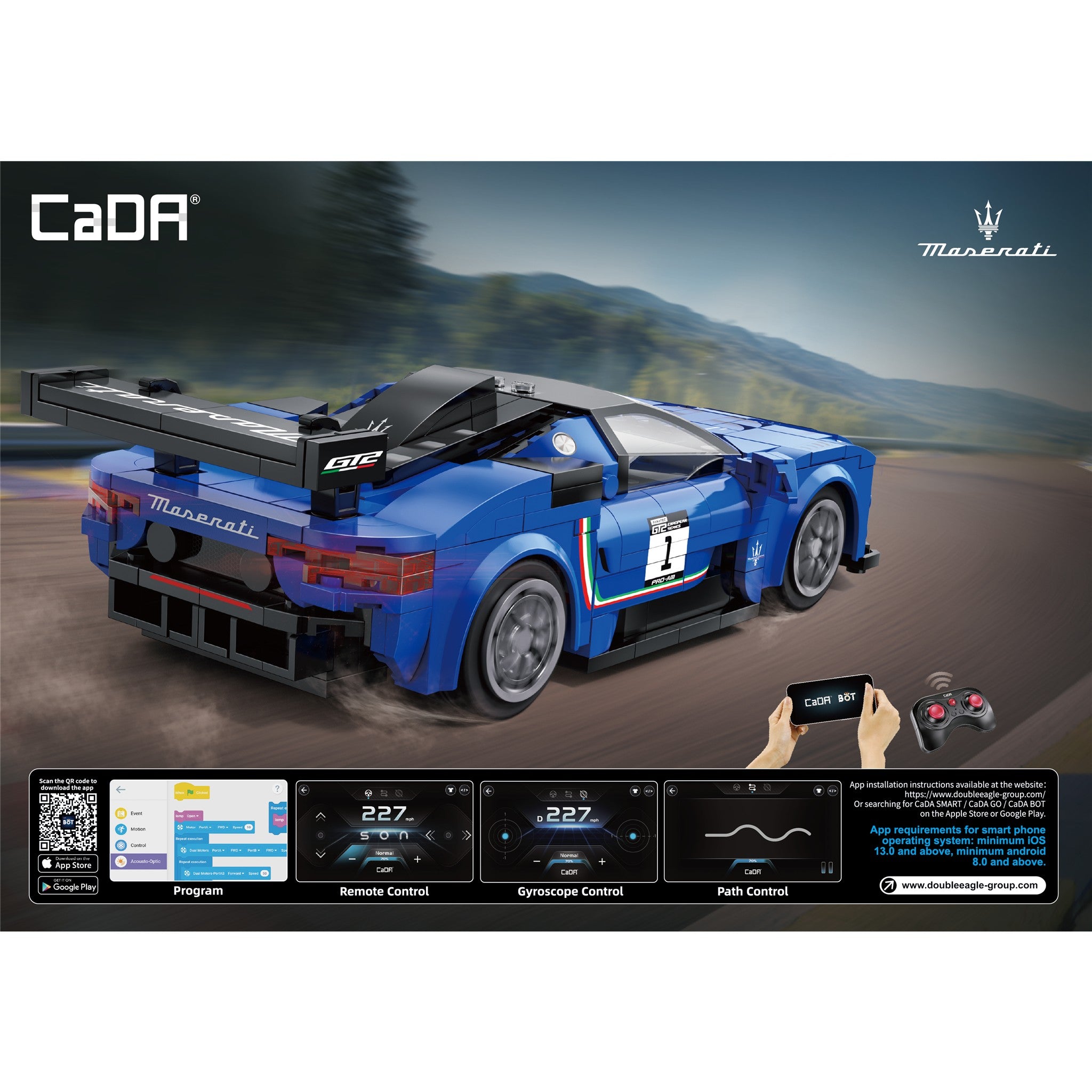 Blue 1:20 Maserati MC20 GT2 320 Pieces with Remote Control