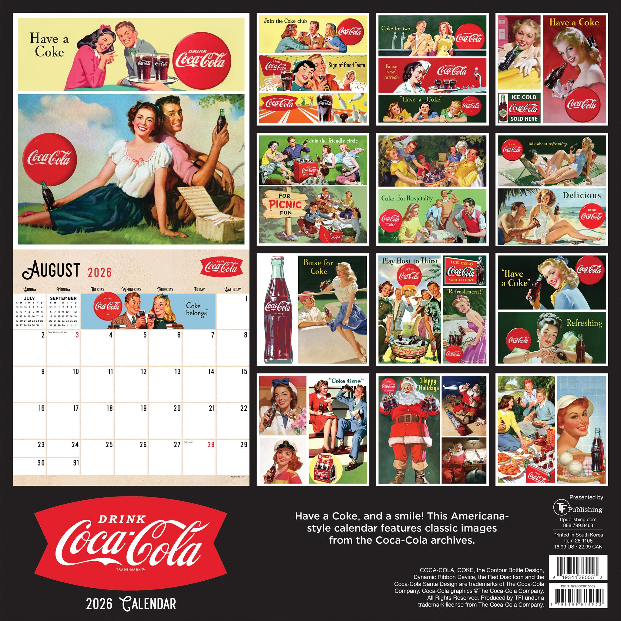Coca Cola Vintage Nostalgia 2026 Wall Calendar - Online Only