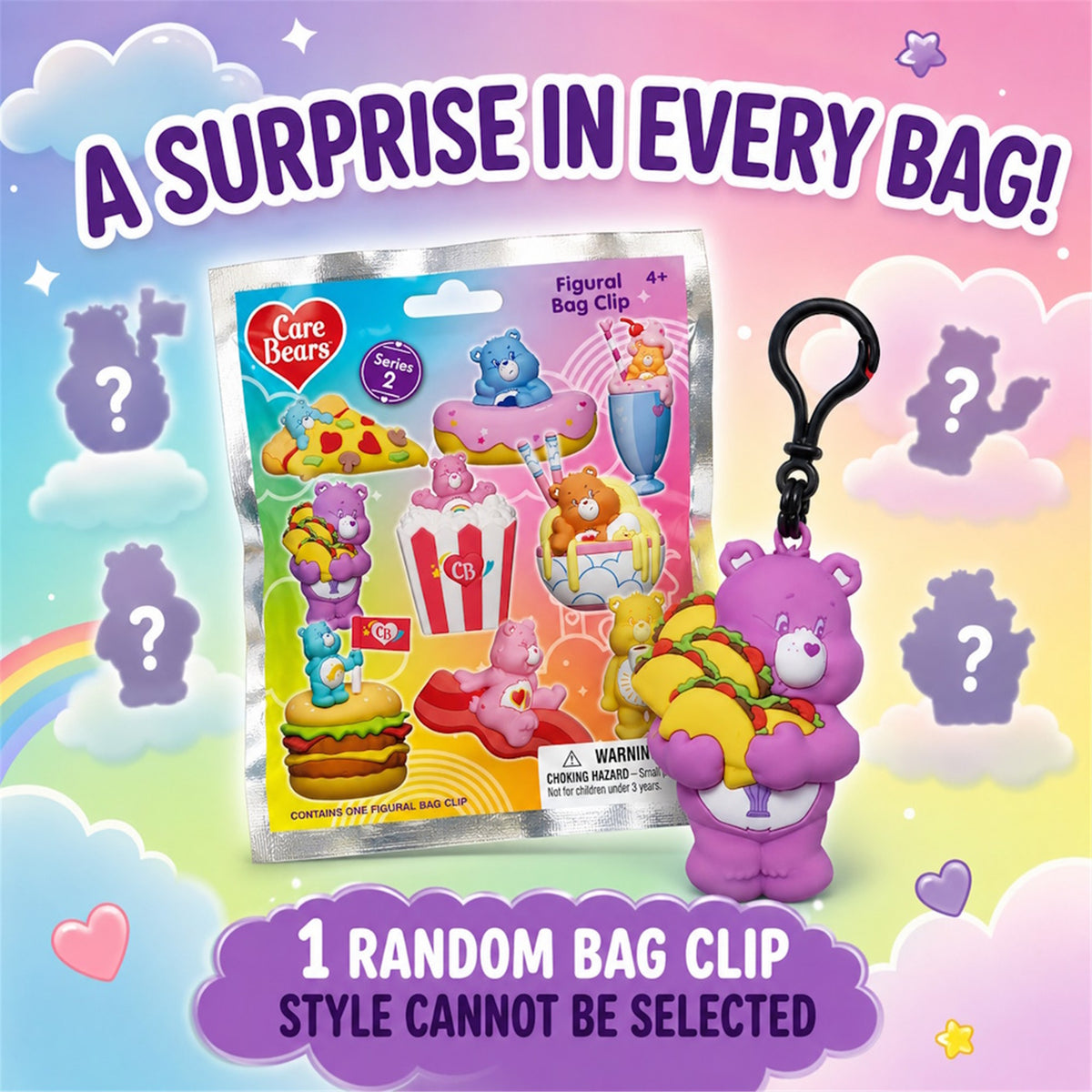 Care Bears Blind‑Pack Bag Clips