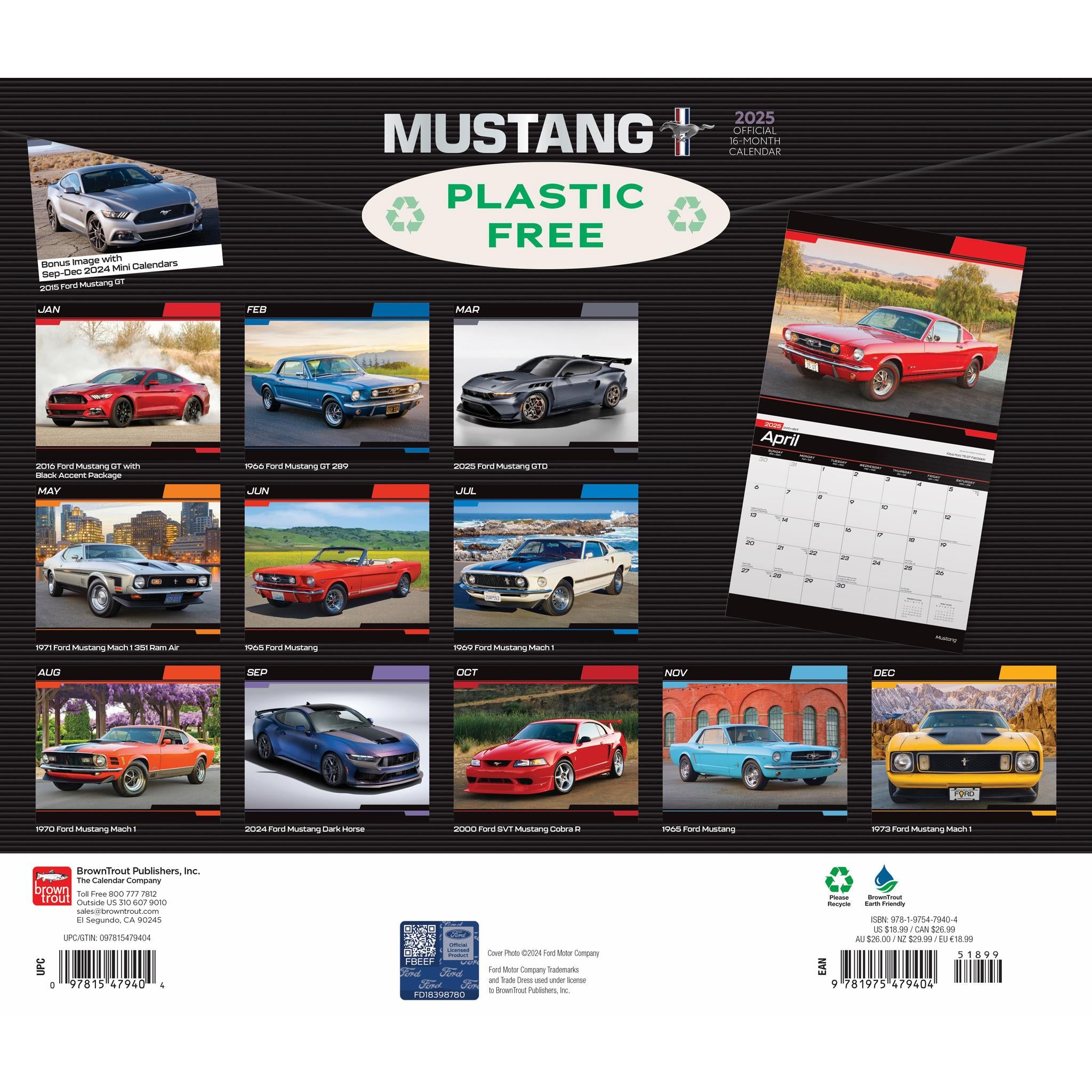 Mustang Deluxe Wall 2025 Calendar