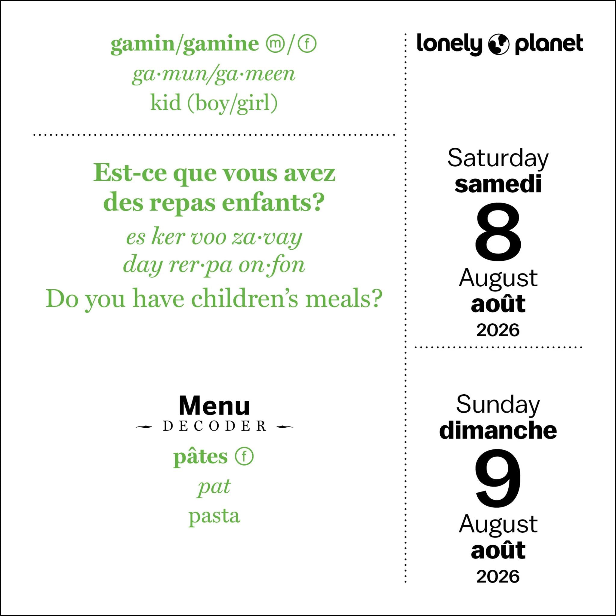 Lonely Planet: French Phrasebook 2026 Box Calendar - Online Only