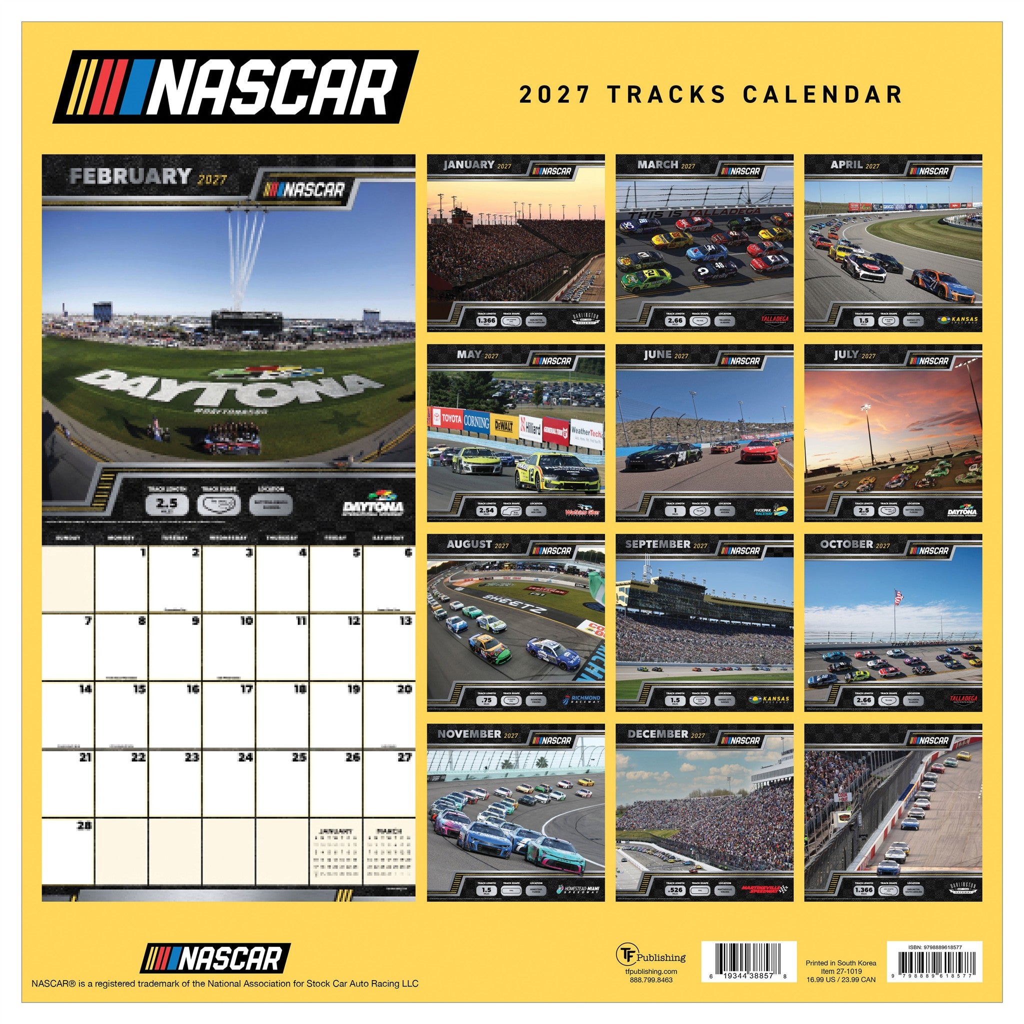 NASCAR Tracks 2027 Wall Calendar