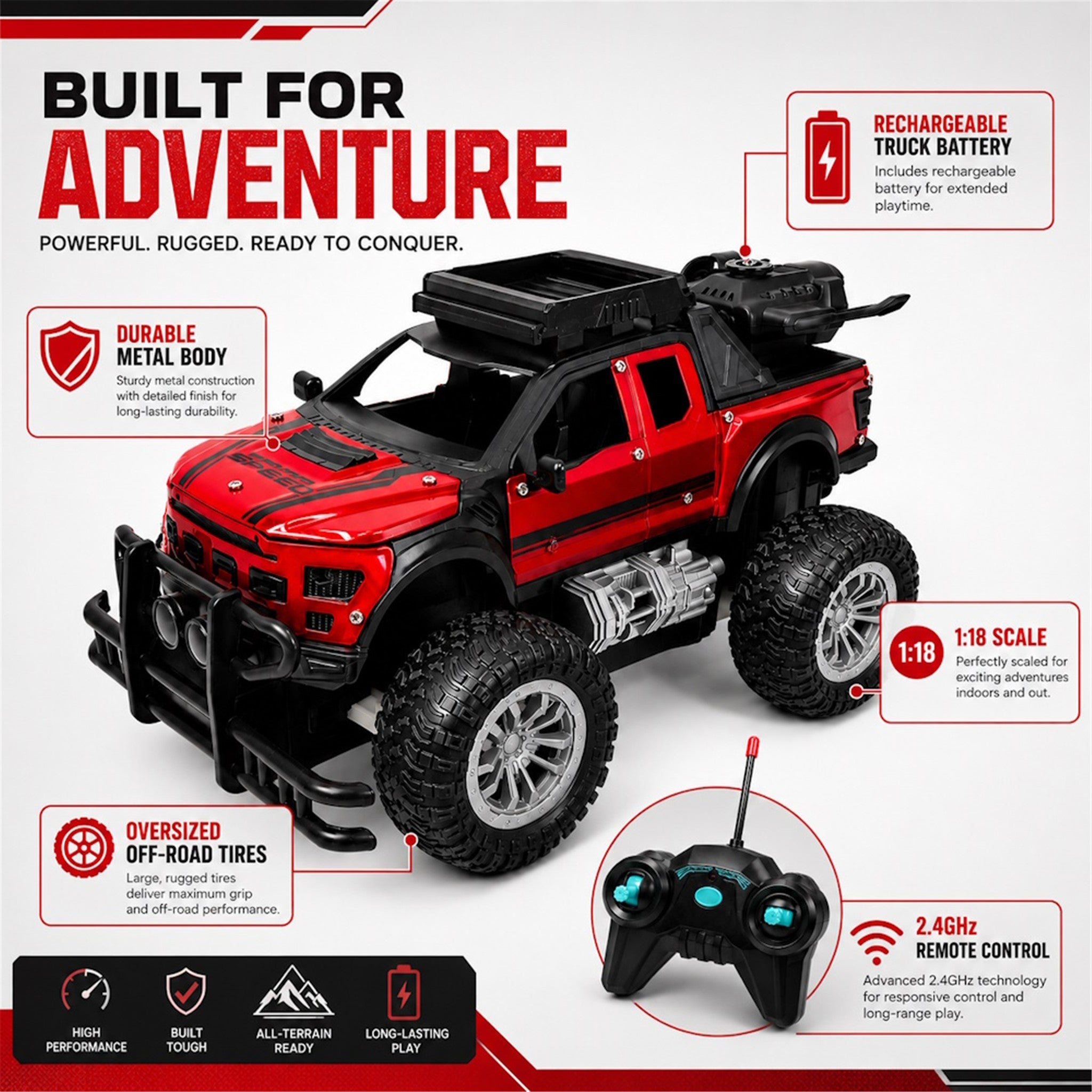 Hyper Drive Metal R/C Off‑Roader Truck 1:18 Scale