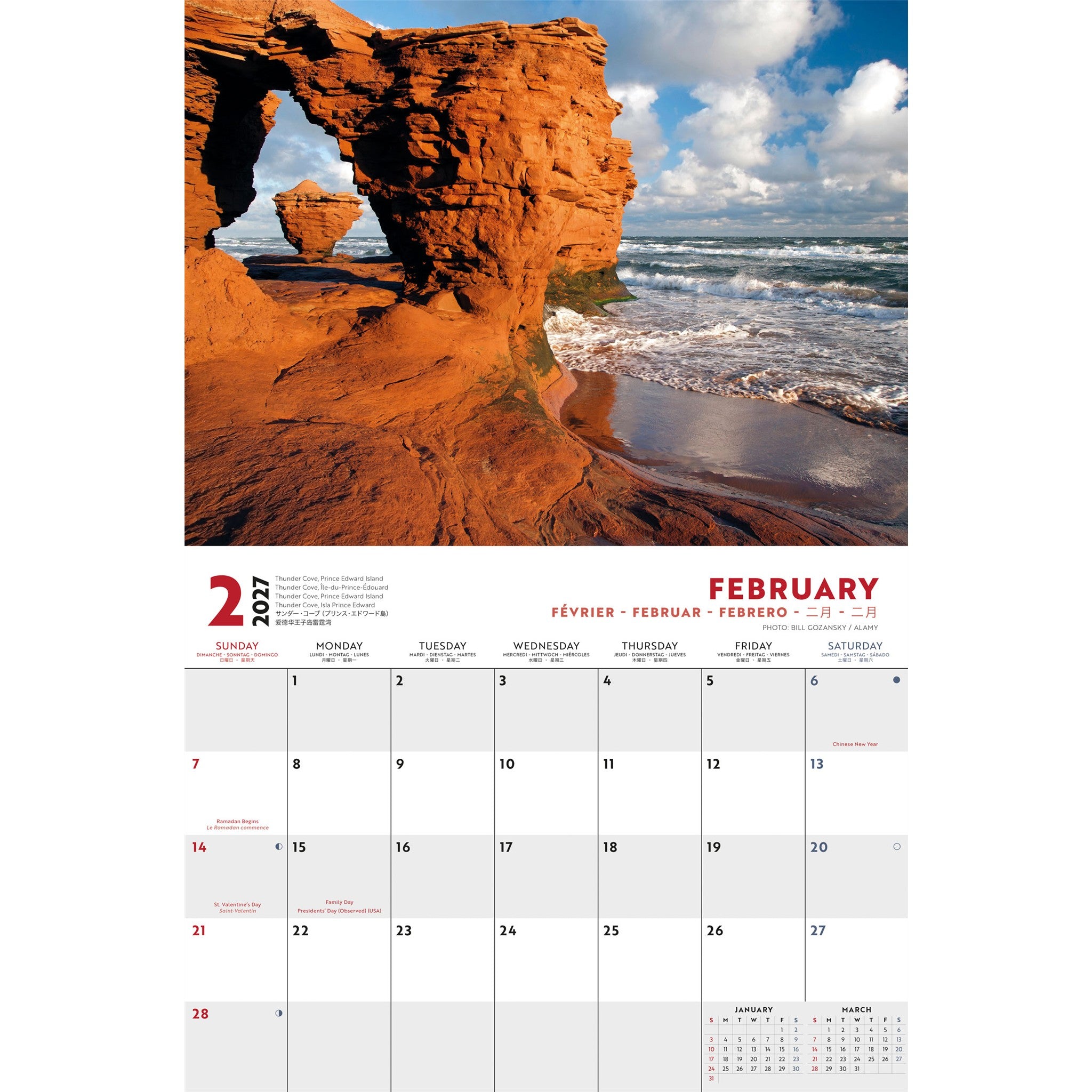 Canada Multi-Language 2027 Wall Calendar