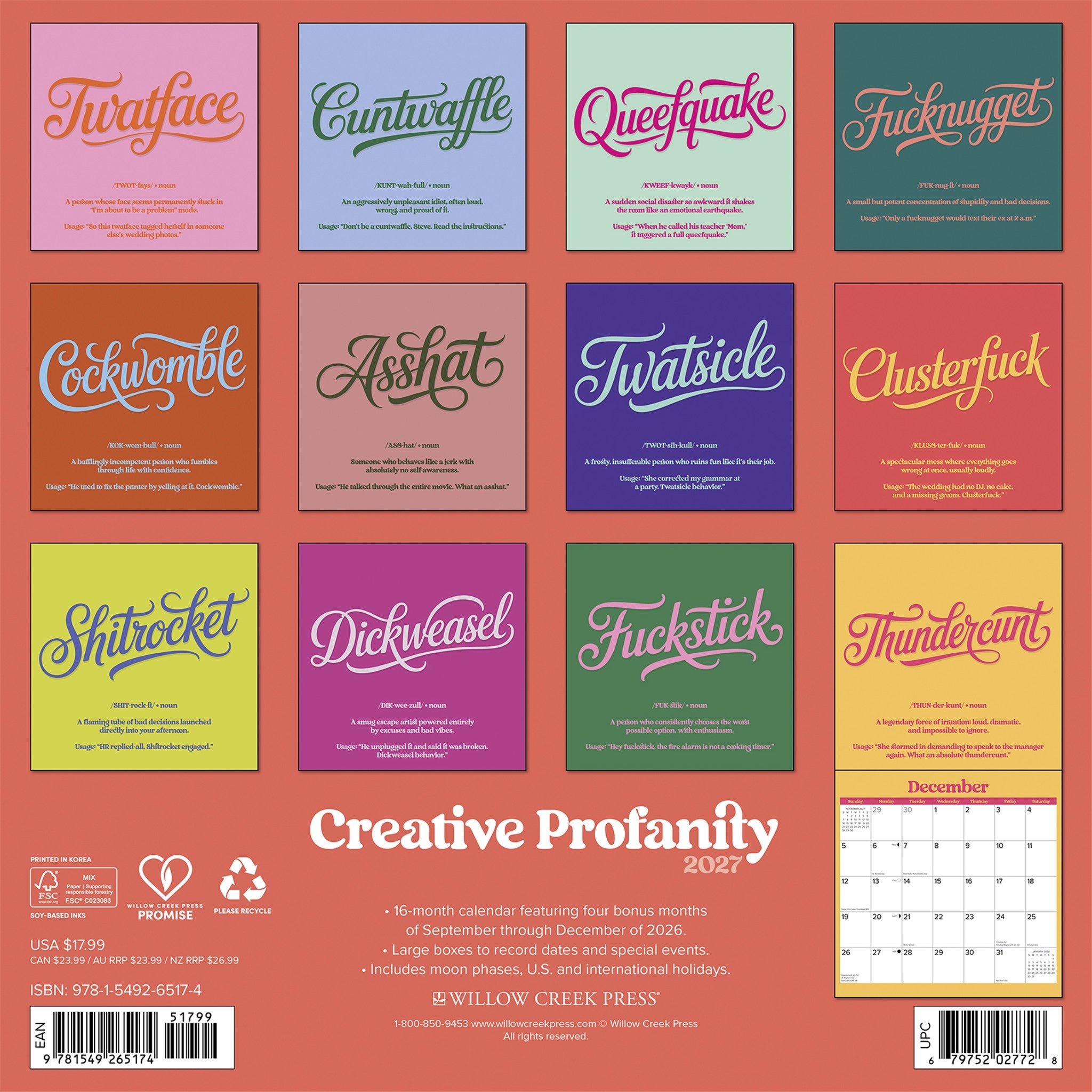 Creative Profanity 2027 Wall Calendar