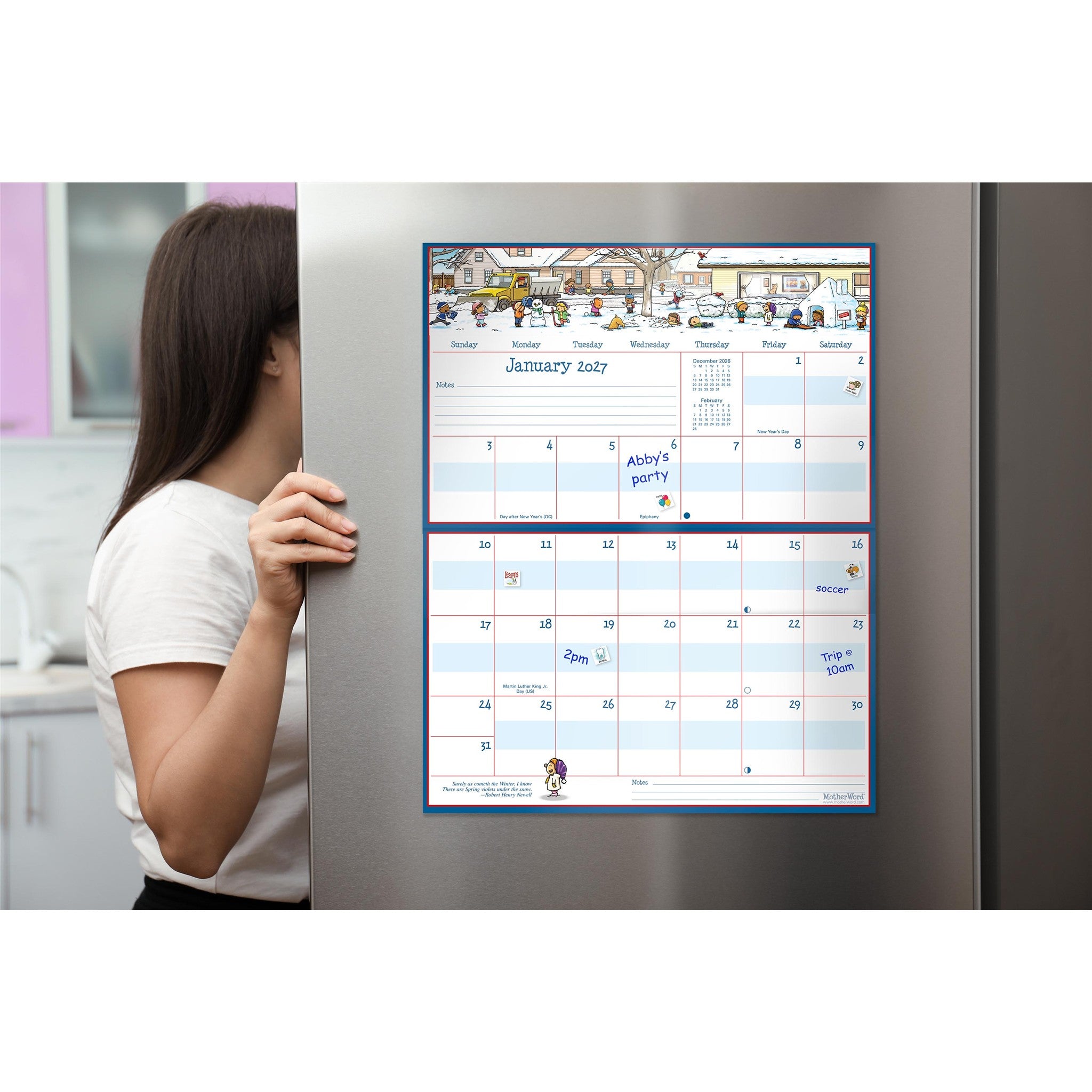 MotherWord Magnetic Fridge English 2027 Wall Calendar