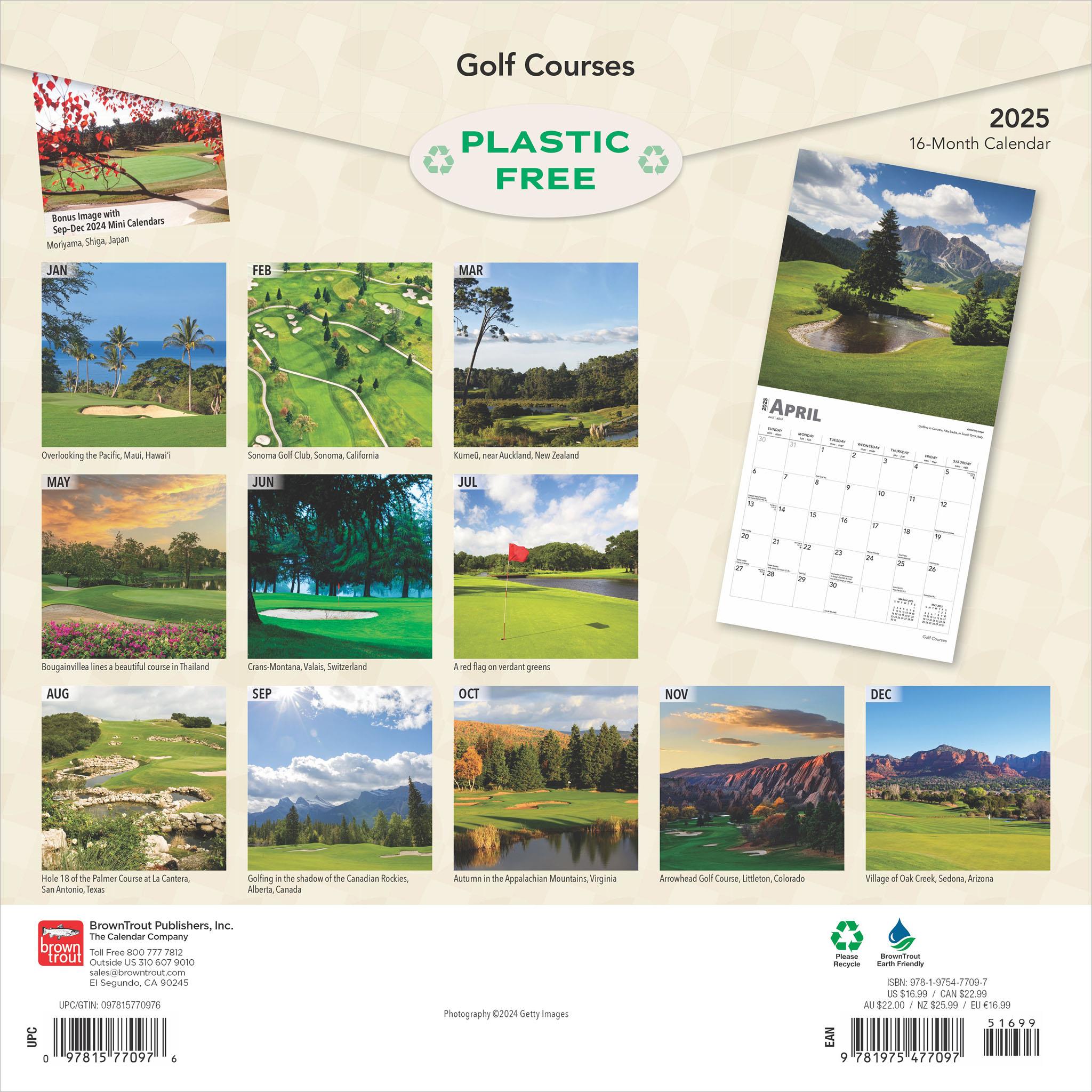 Golf Courses Wall 2025 Calendar