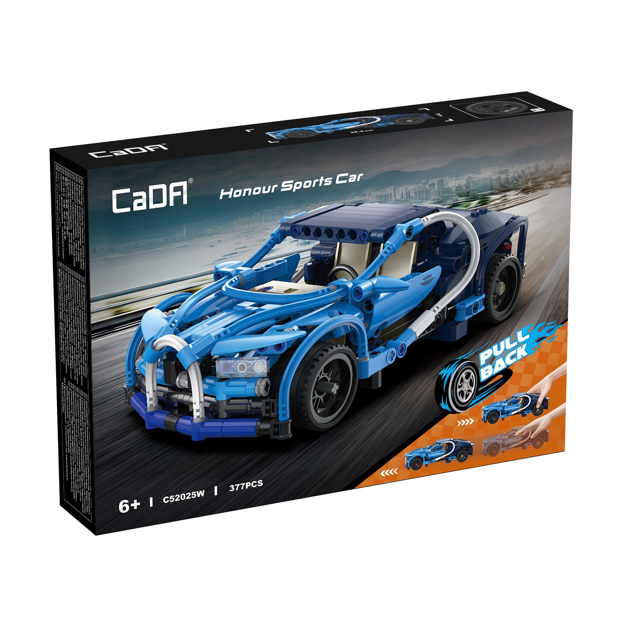 Blue 1:18 Racing Car 377 Pieces with Pull Back Action