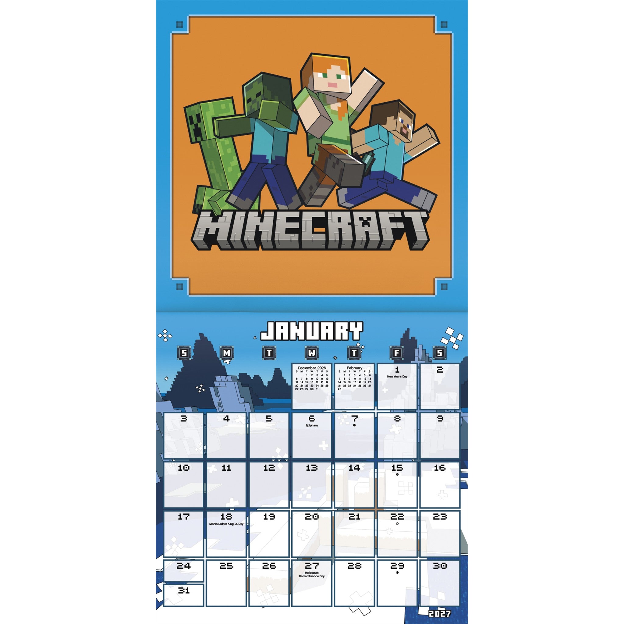 Minecraft Exclusive with Decal 2027 Wall Calendar