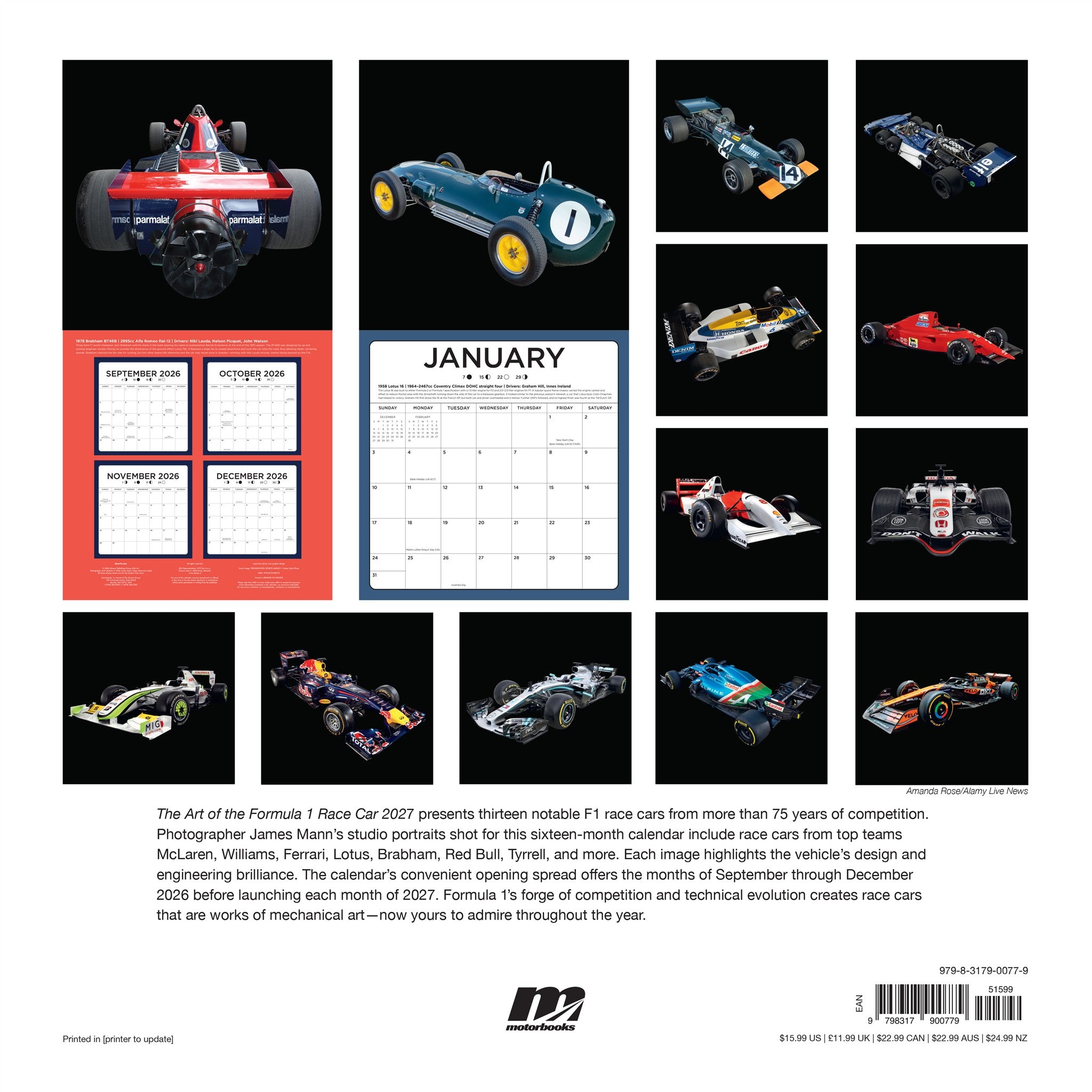 The Art of the Formula 1 Race Car 2027 Wall Calendar