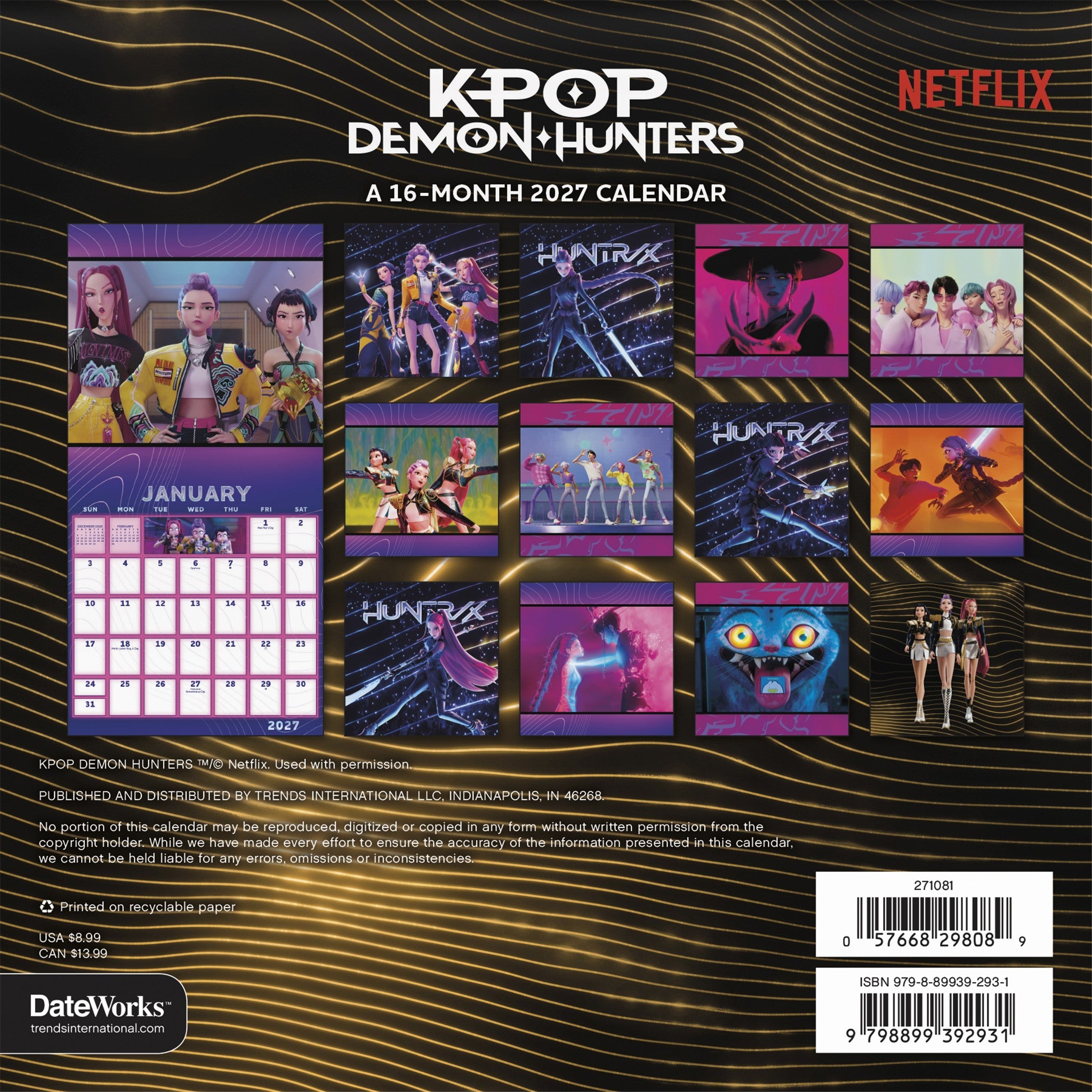 K-Pop Demon Hunters 2027 Mini Calendar