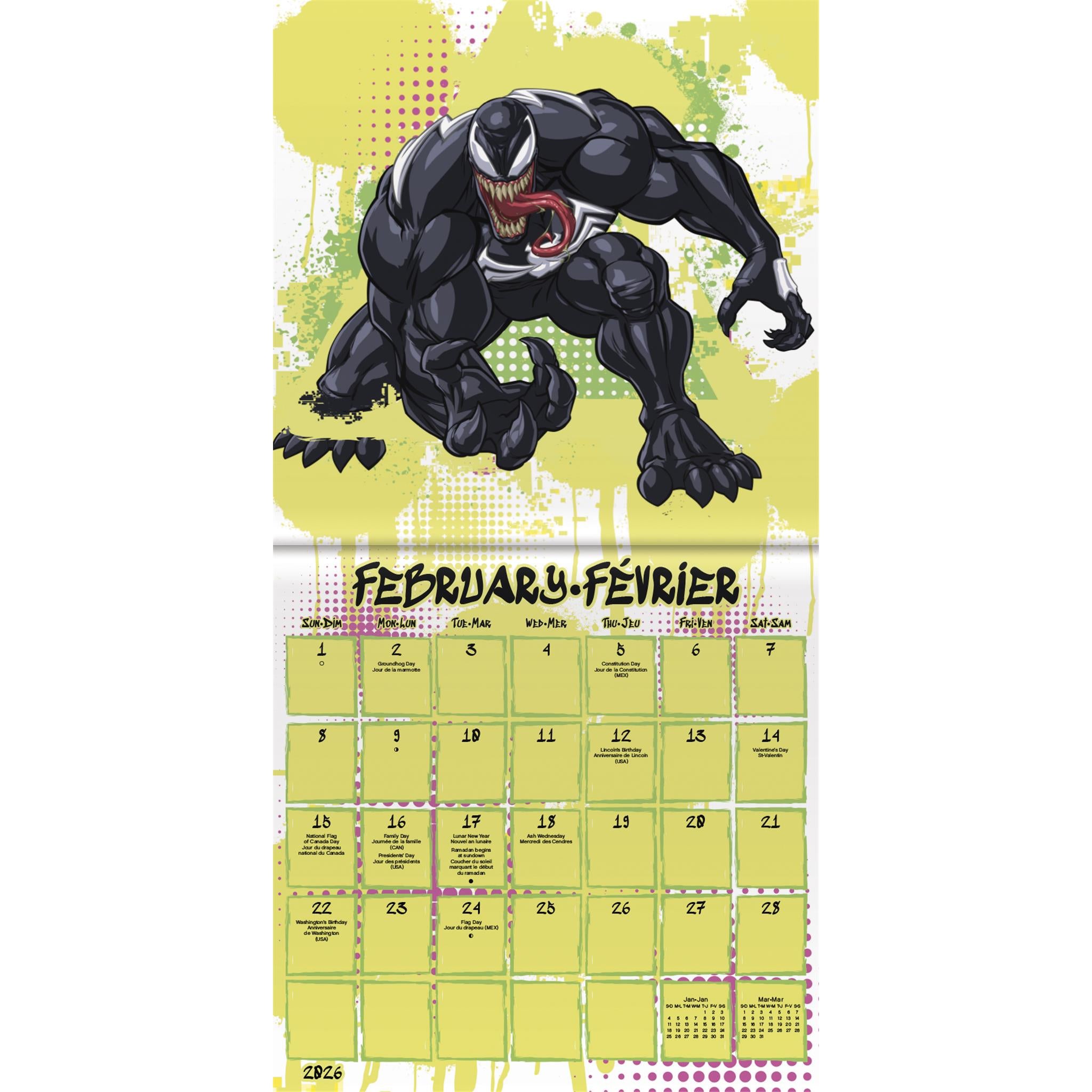Spider Man Bilingual 2026 Mini Calendar