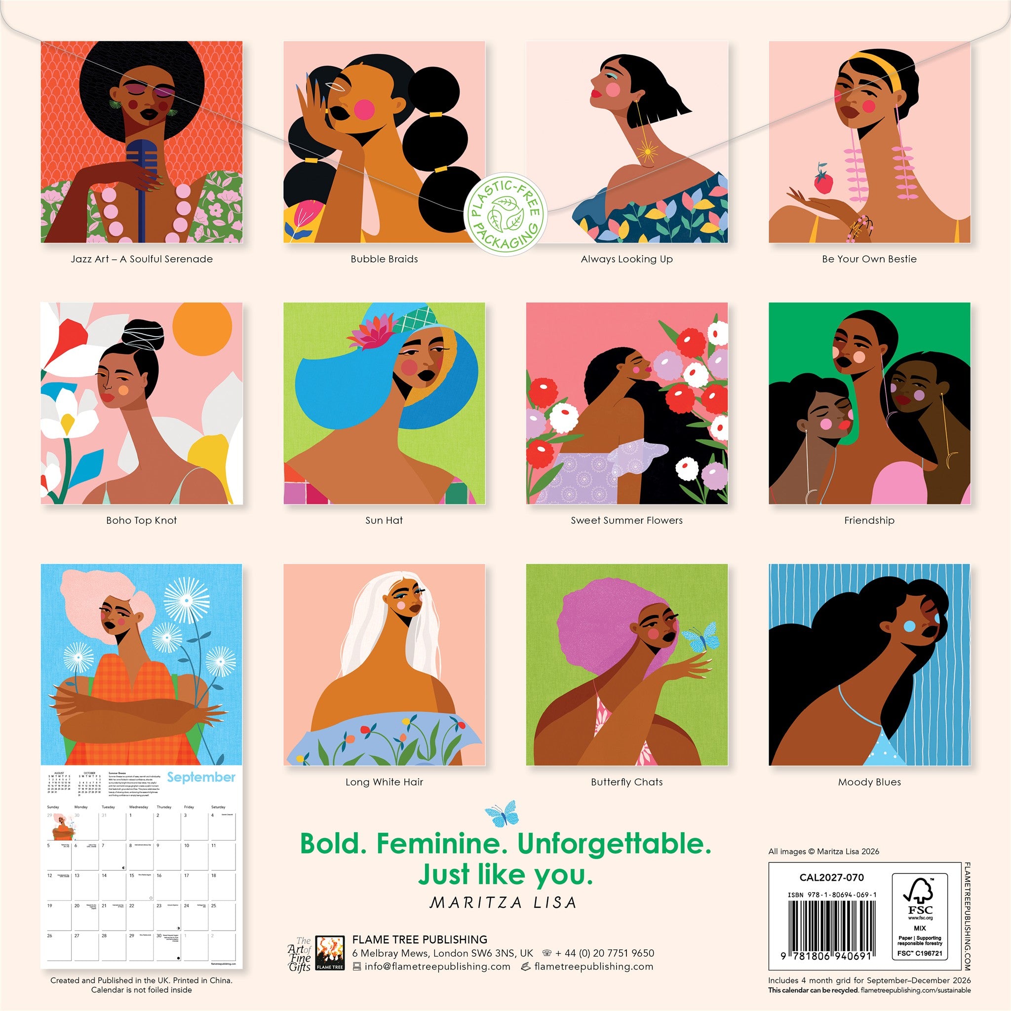 Bold. Feminine. Unforgettable. Just Like You. Maritza Lisa 2027 Wall Calendar