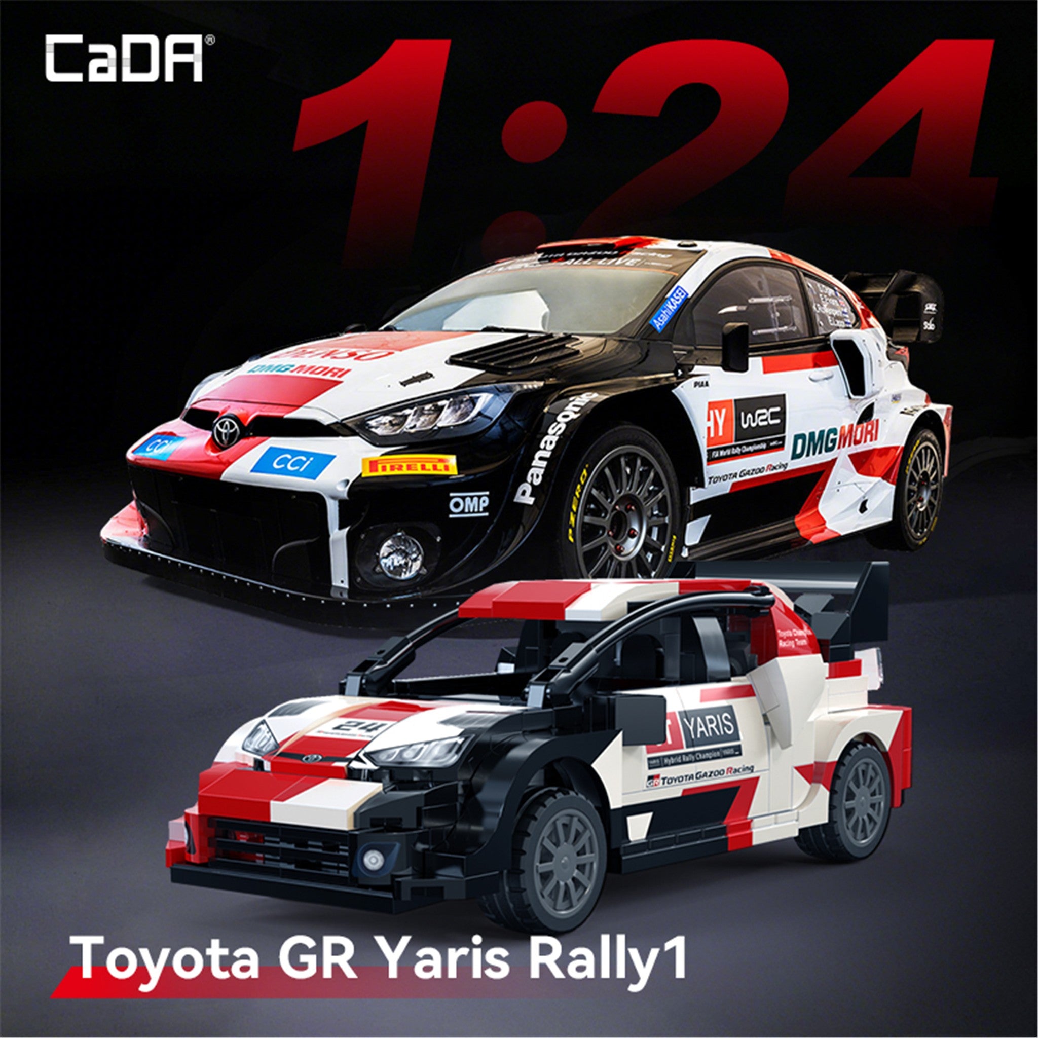 White 1:24 Toyota GR YARIS Rally 1 - 317 Pieces