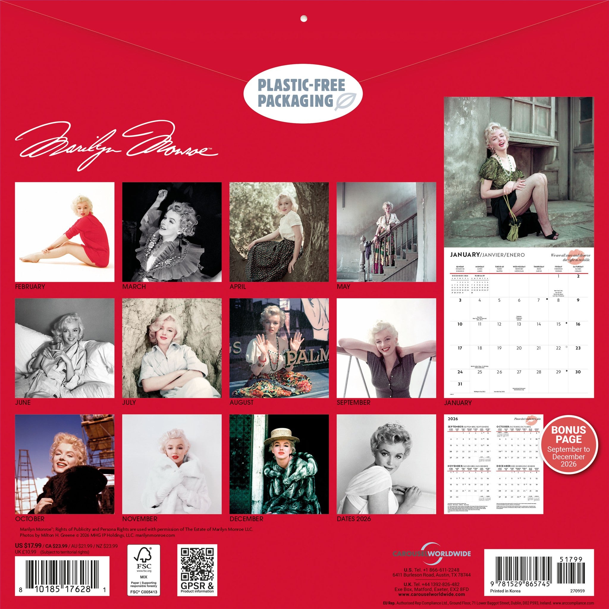 Marilyn Monroe 2027 Wall Calendar