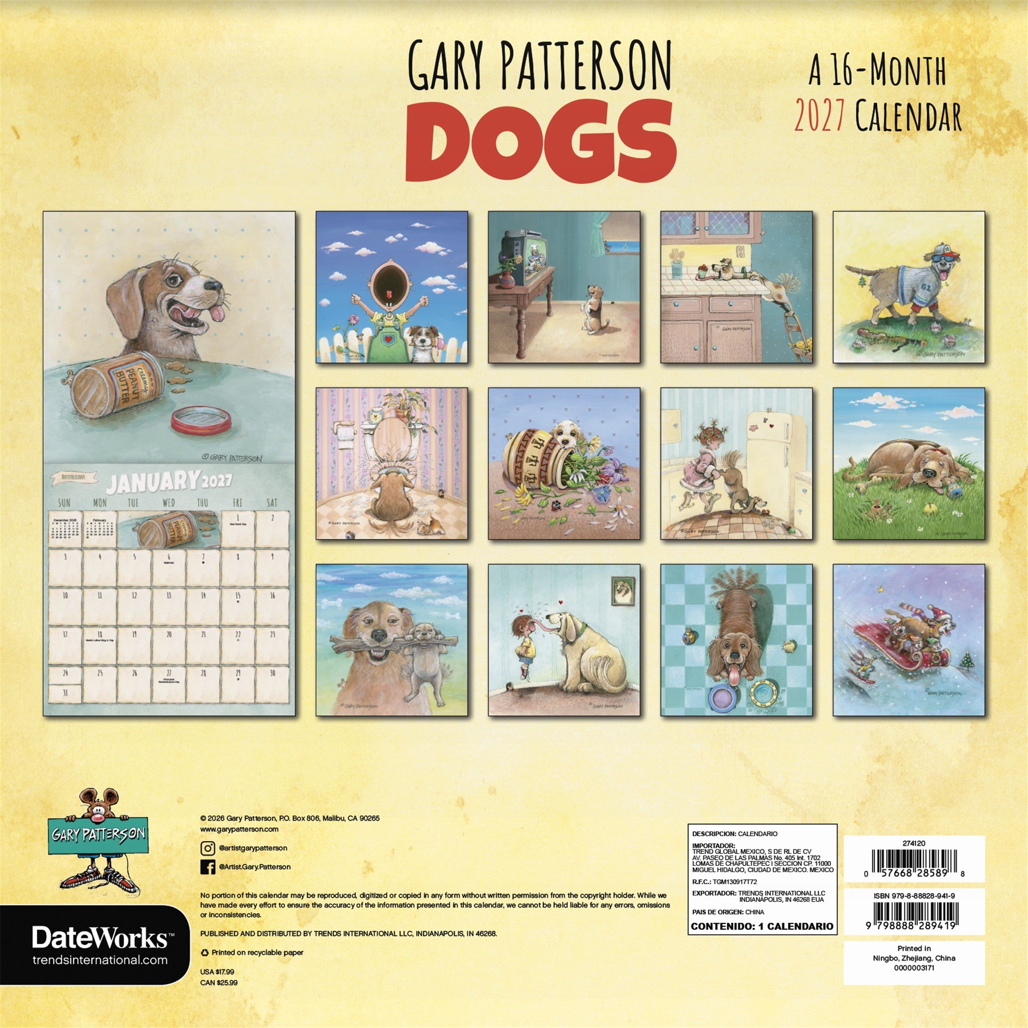 Gary Patterson - Dogs 2027 Wall Calendar - Online Only