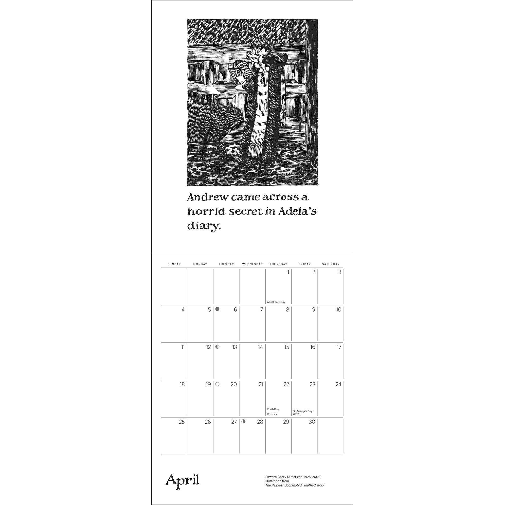 Edward Gorey The Helpless Doorknob 2027 Mini Calendar - Online Only