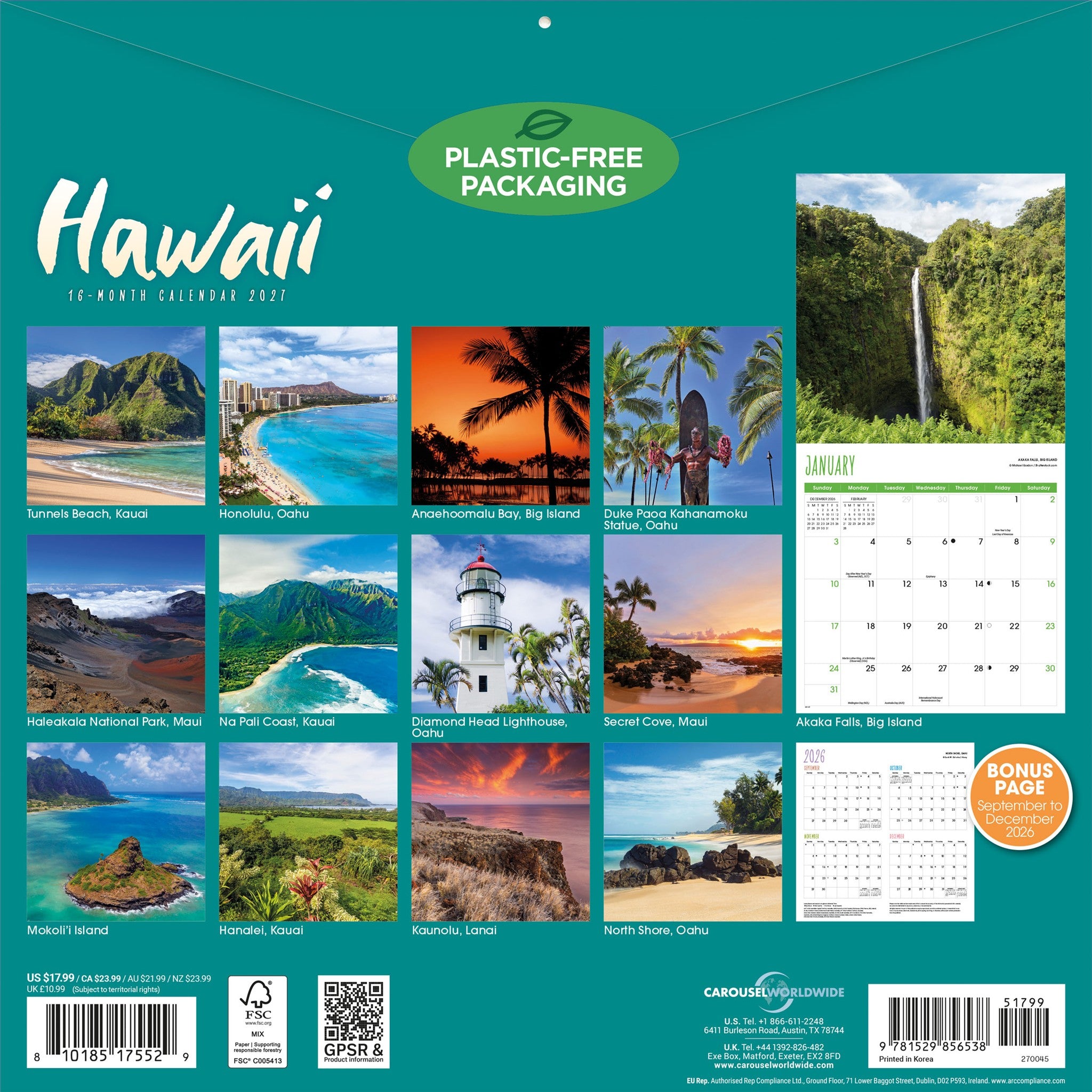 Hawaii 2027 Wall Calendar