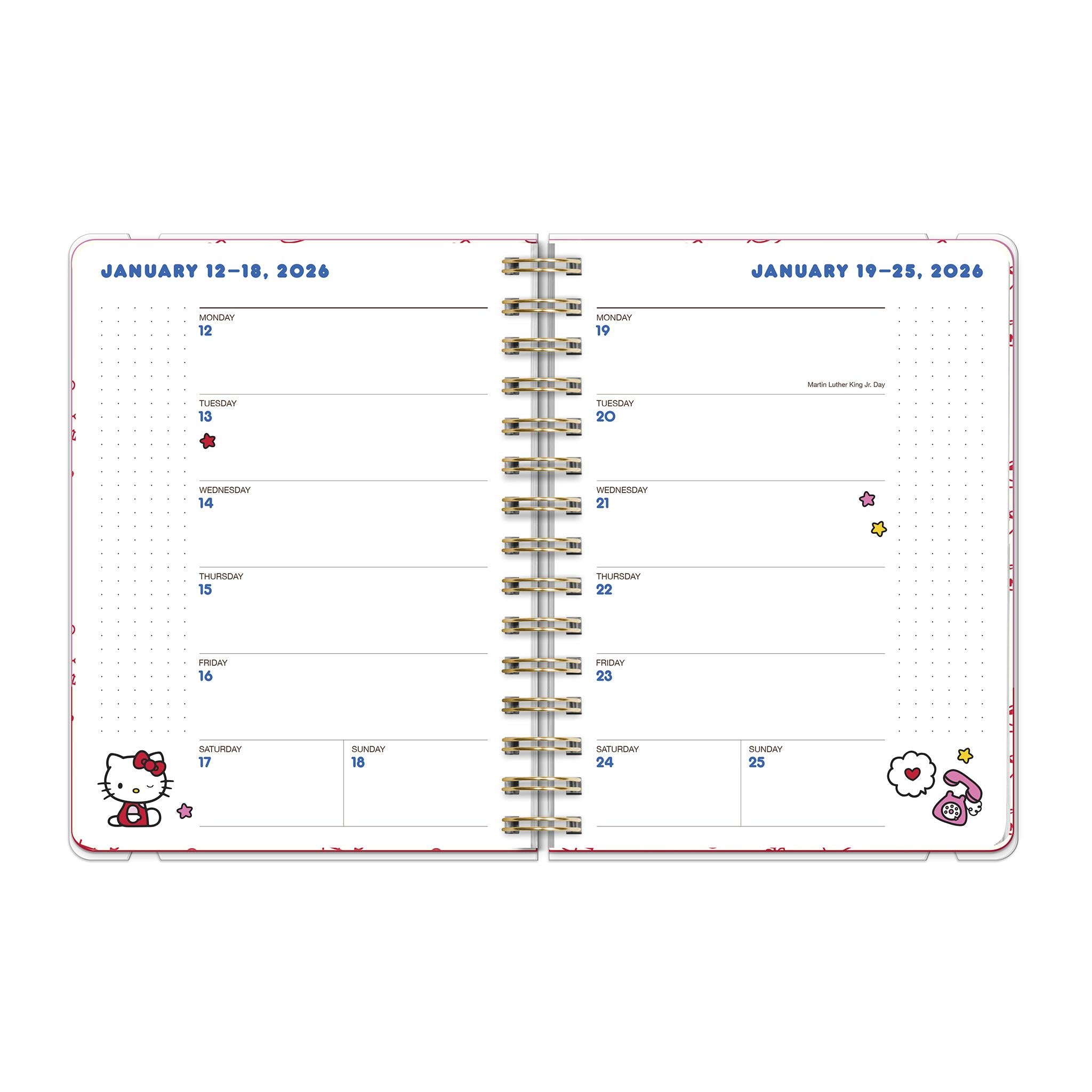 Hello Kitty Playful Pink Deluxe 2025-2026 Planner Calendar