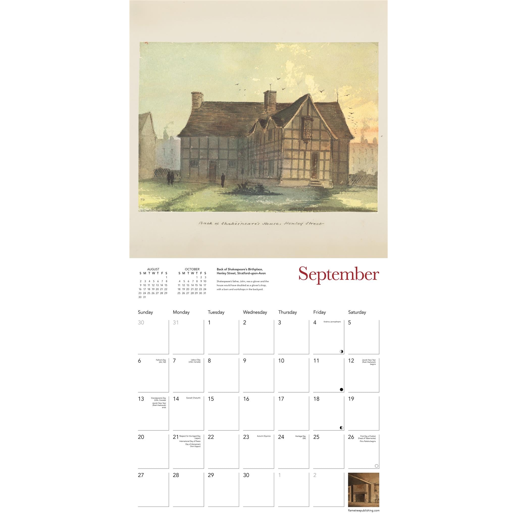 Shakespeare Birthplace Trust: Shakespeare Homes And Haunts 2026 Wall Calendar - Online Only