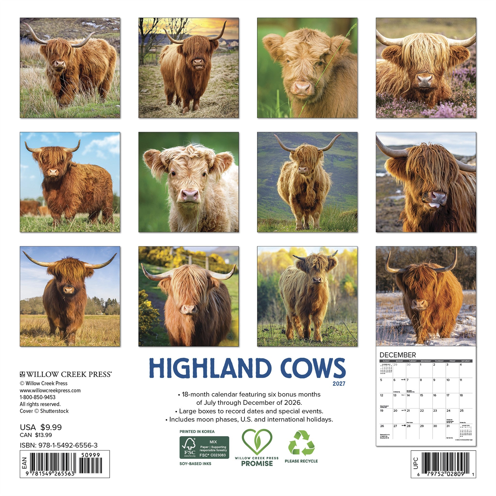 Highland Cows 2027 Mini Calendar