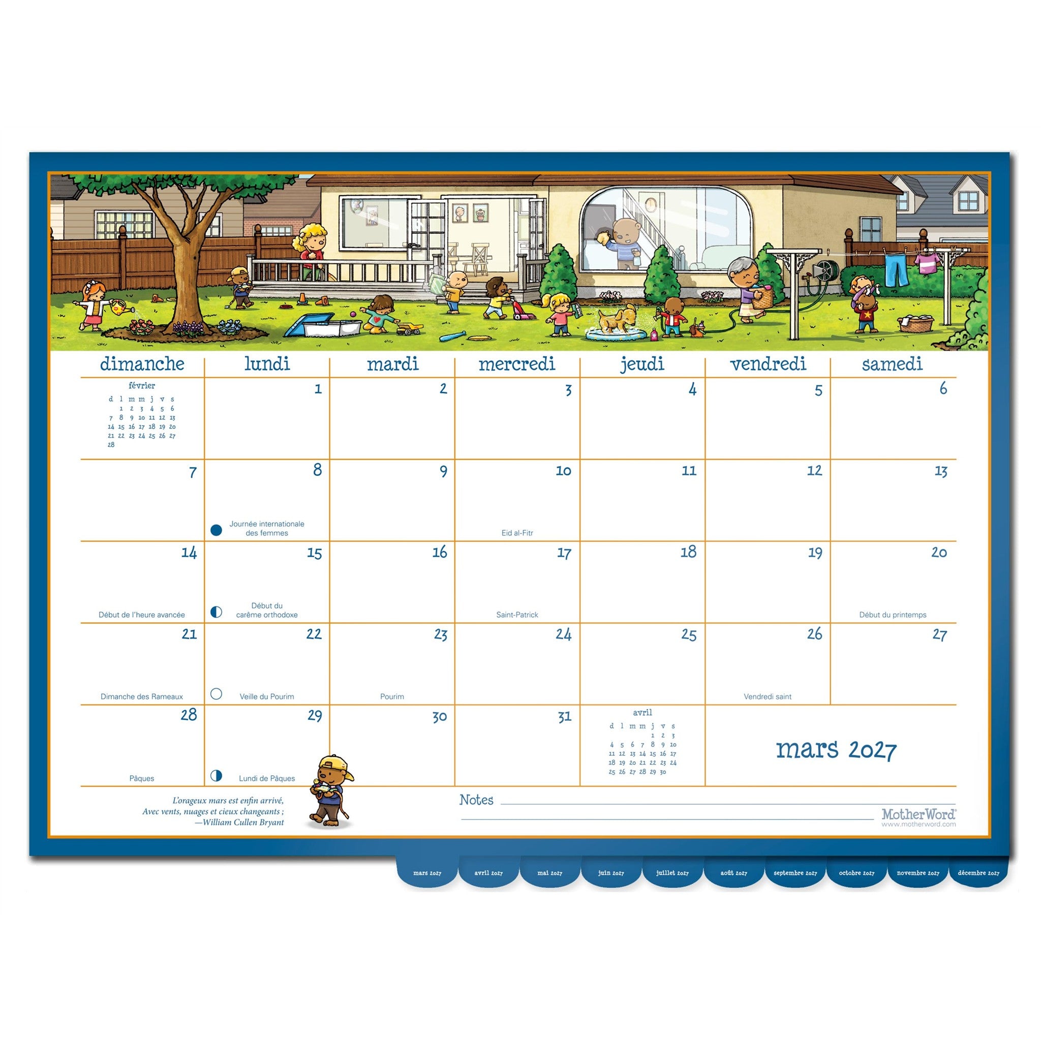 MotherWord Ultime calendrier familial de luxe 2026-2027 calendrier mural