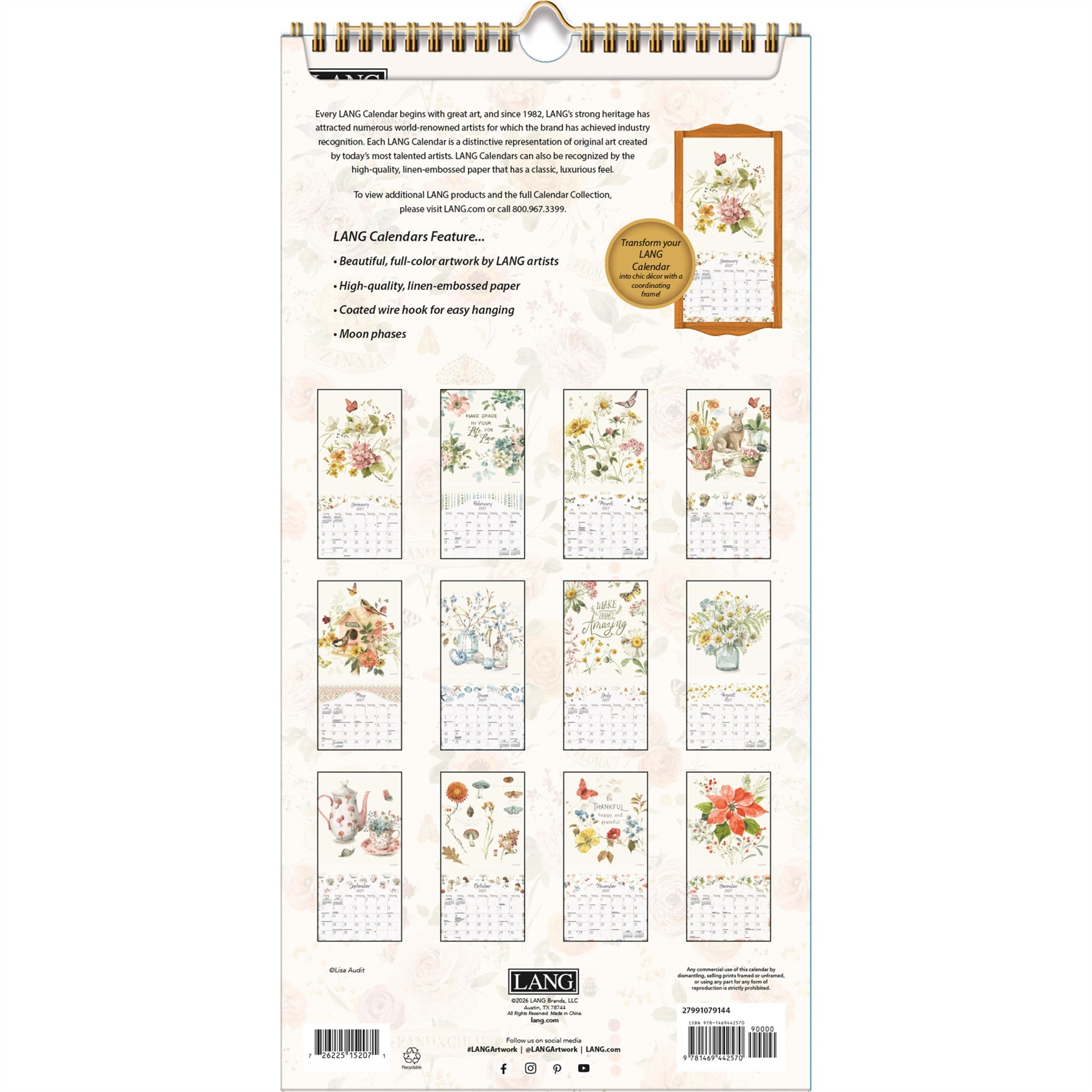 Watercolor Seasons 2027 Slim Calendar - Online Only