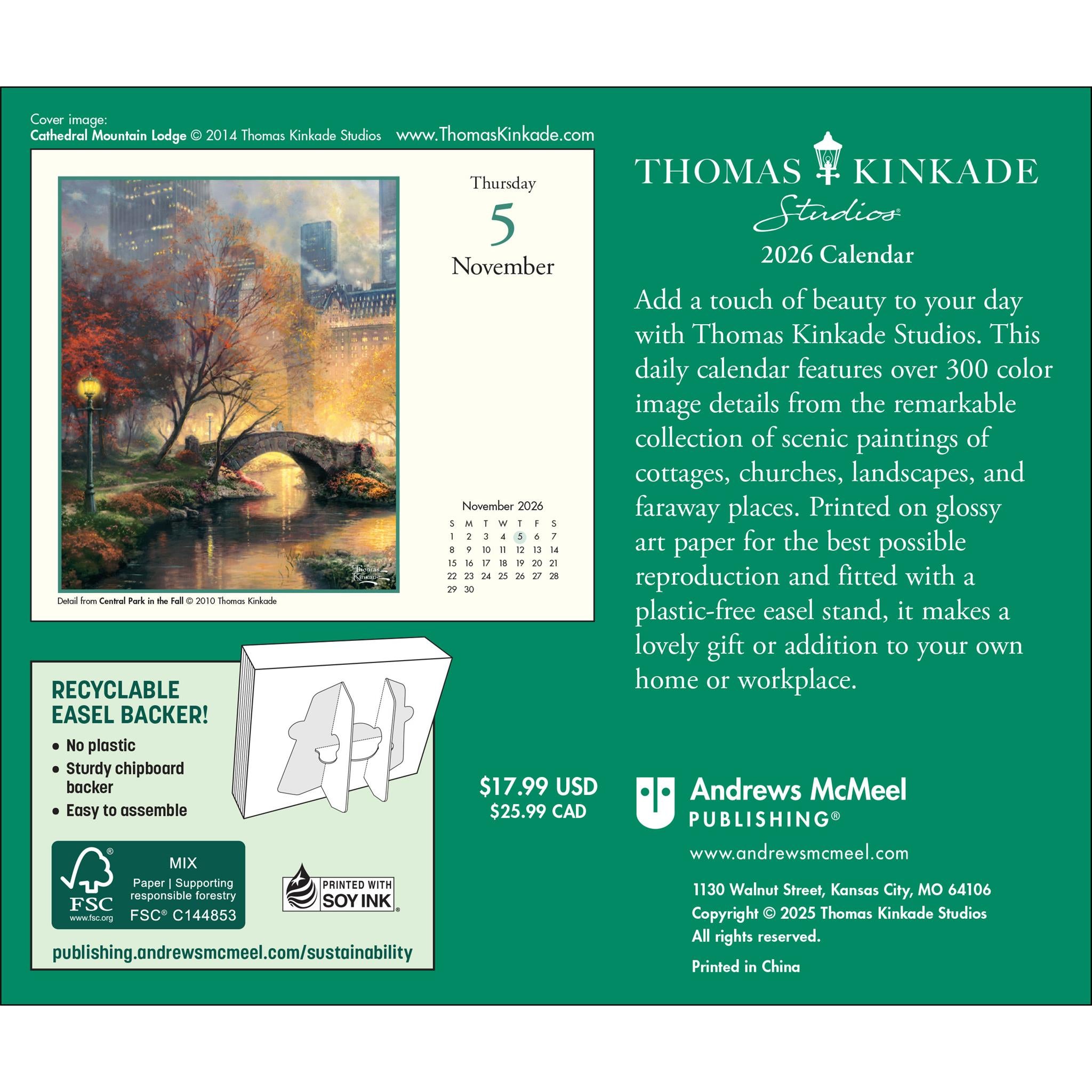 Thomas Kinkade Studios 2026 Box Calendar