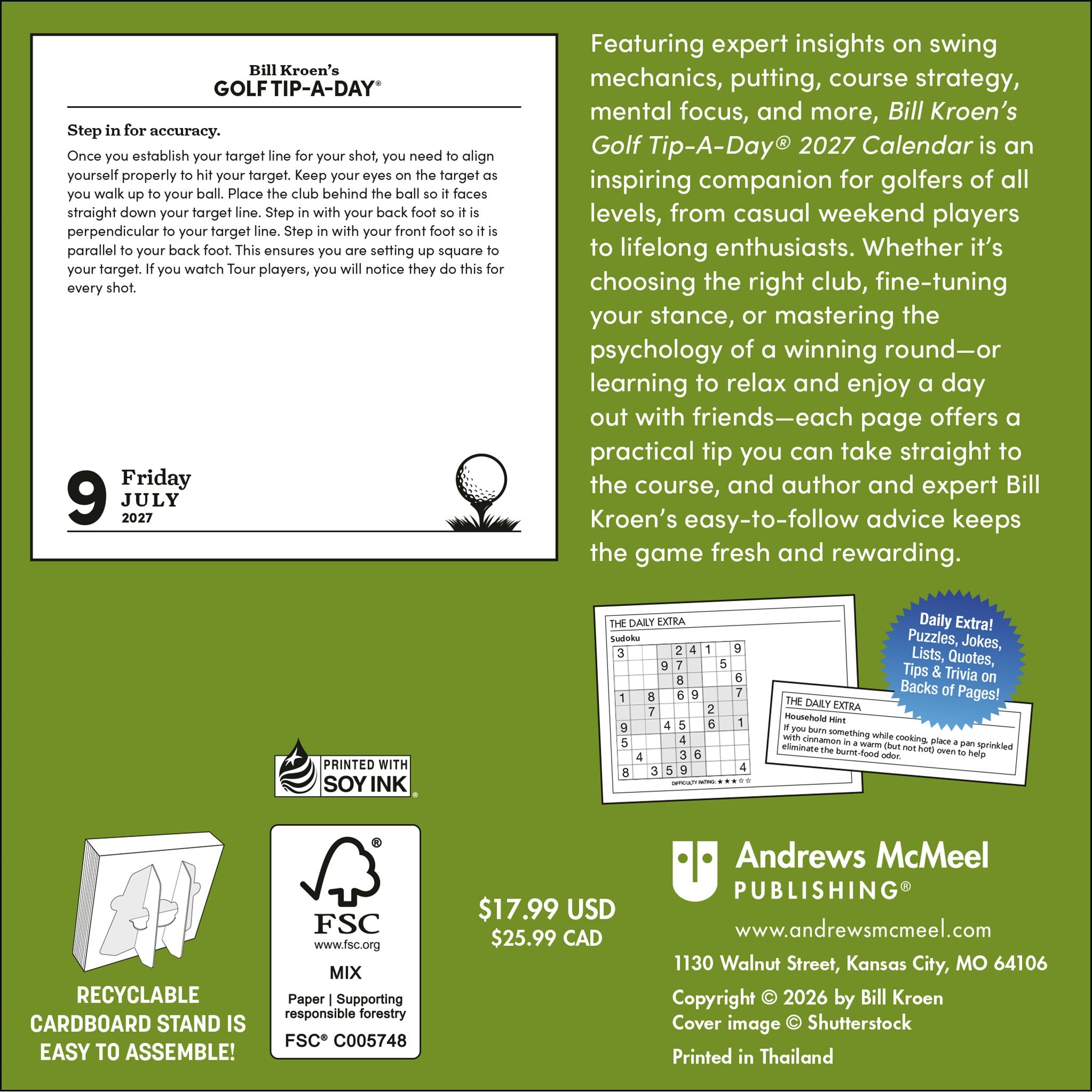 Bill Kroen's Golf Tip-A-Day 2027 Box Calendar