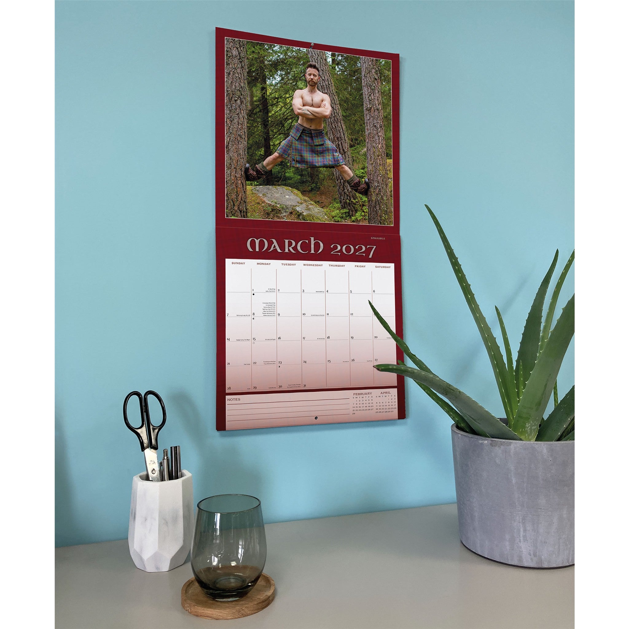 Kilted Yoga 2027 Wall Calendar