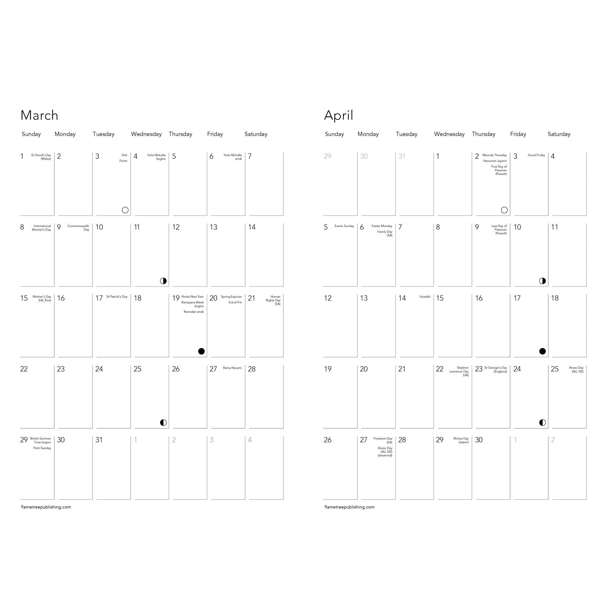 Calendario Da Tavolo 2026 20x16 Cm – Hokusai, Stampato In Italia Con Fasi Lunari
