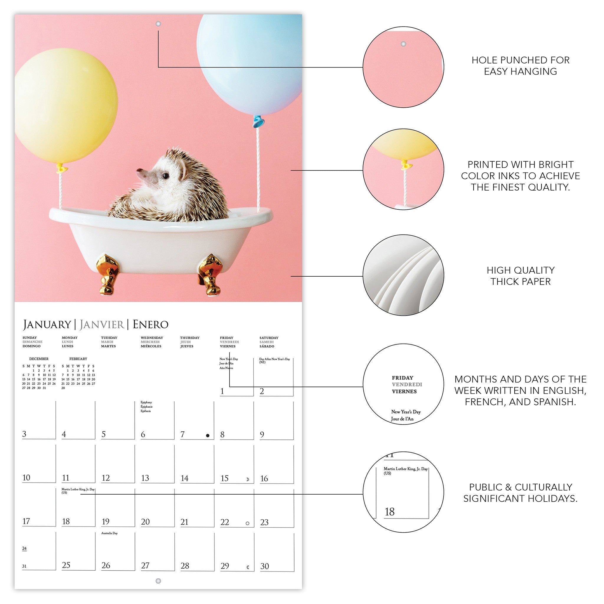 Happiest Hedgehogs 2027 Wall Calendar - Online Only